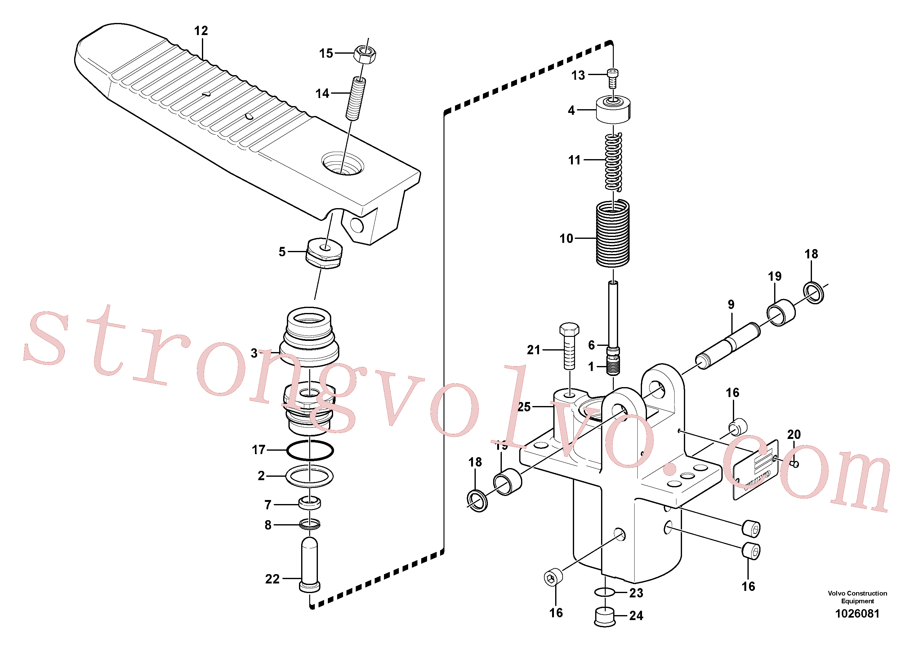 SA9611-01008 Volvo Pedal da válvula de comando à distância, motor de curso(1026081 Montagem)