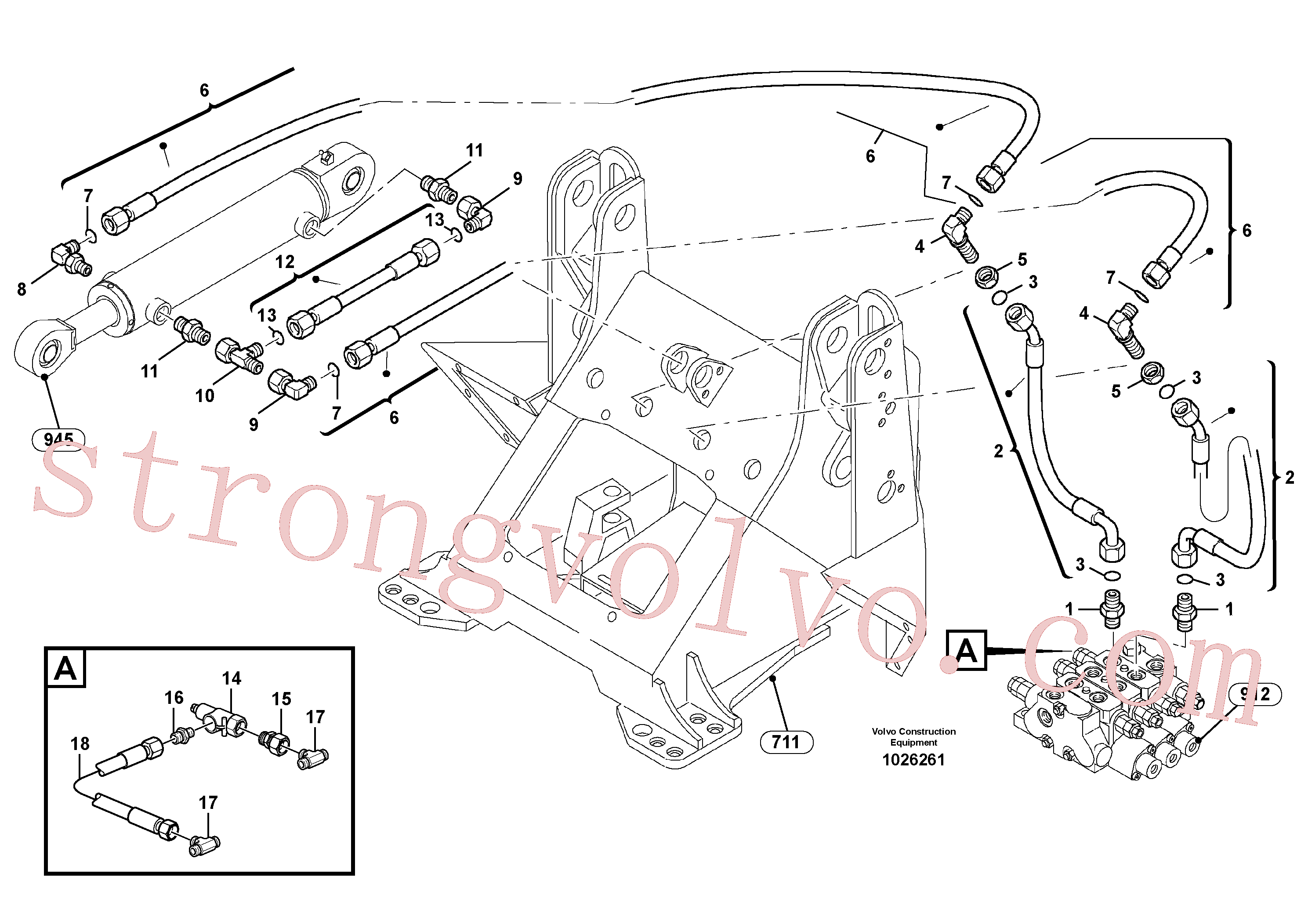 ZM7091792 Volvo Linhas hidráulicas - hidráulico de rotação(1026261 Montagem)