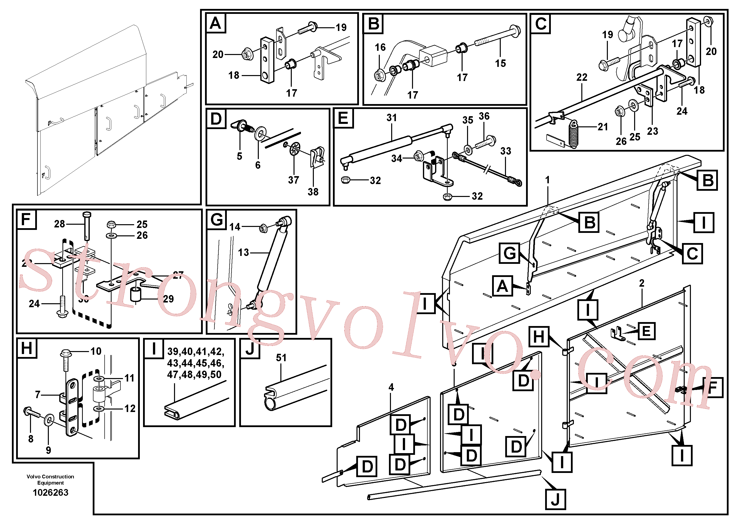 VOE13946329 Volvo Placa de topo, alcapões laterais, atrás(1026263 Montagem)