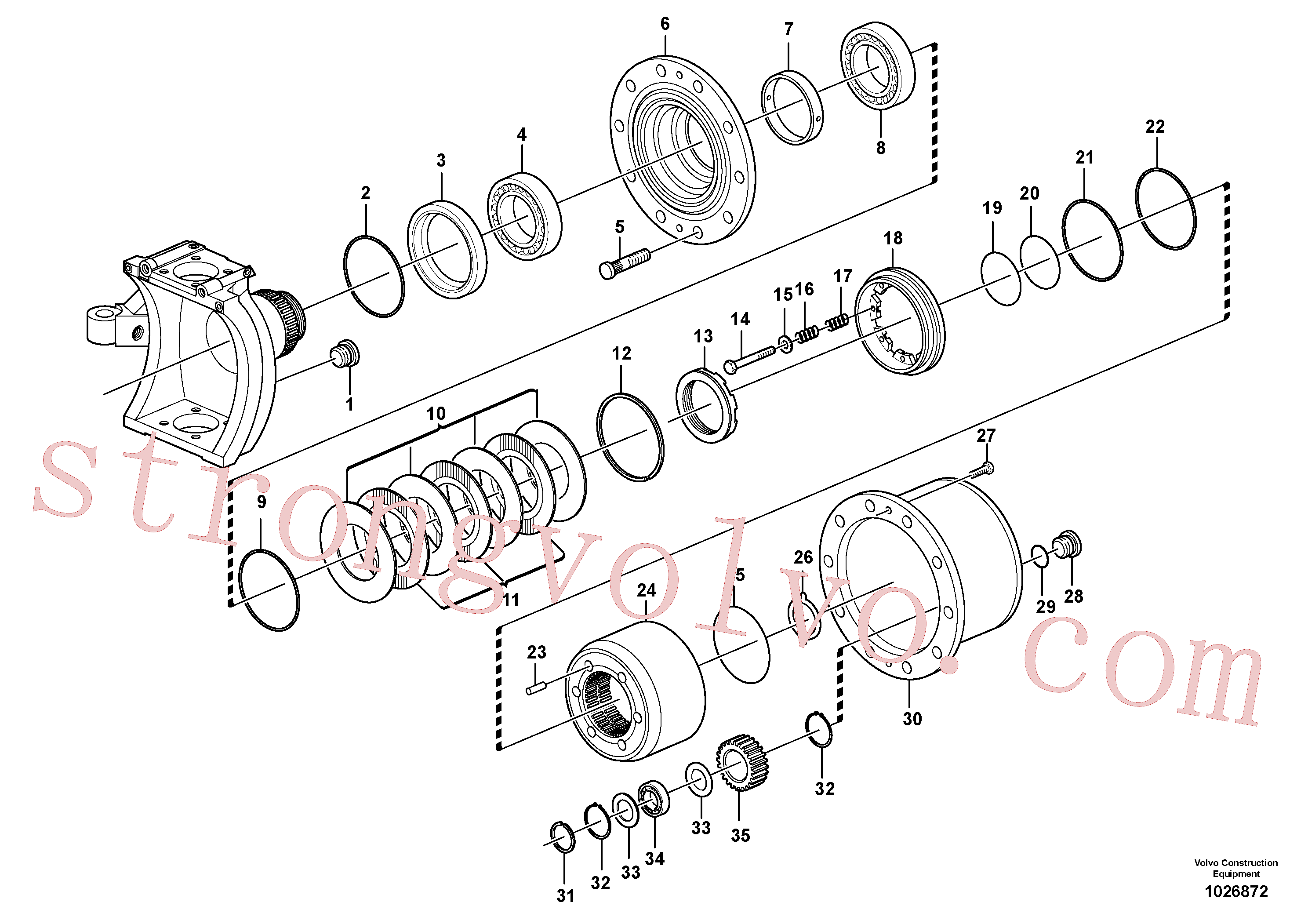 VOE11710567 Volvo Eixo dianteiro, redução do cubo(1026872 Montagem)