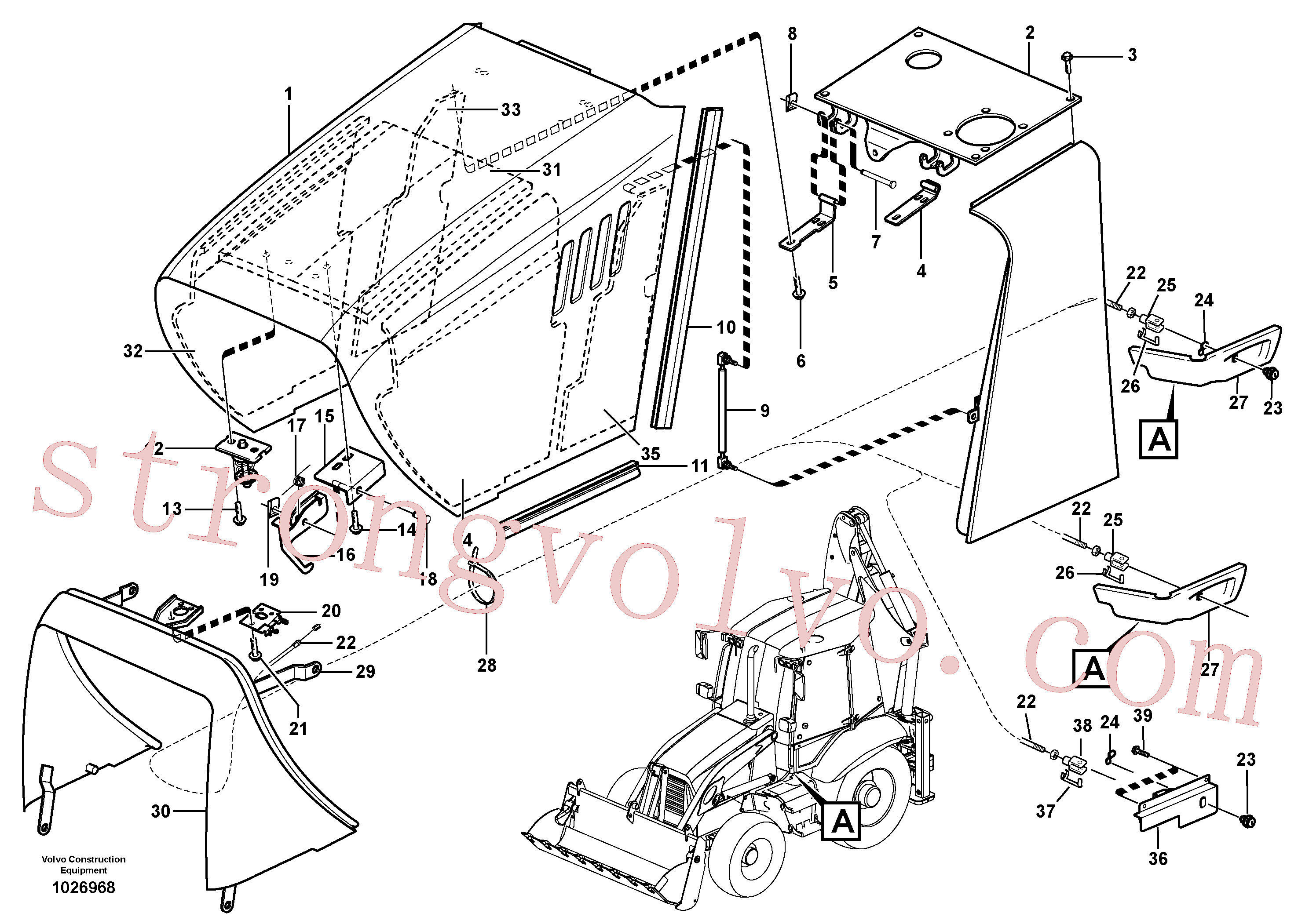 VOE943926 Volvo Capot do motor(1026968 Montagem)