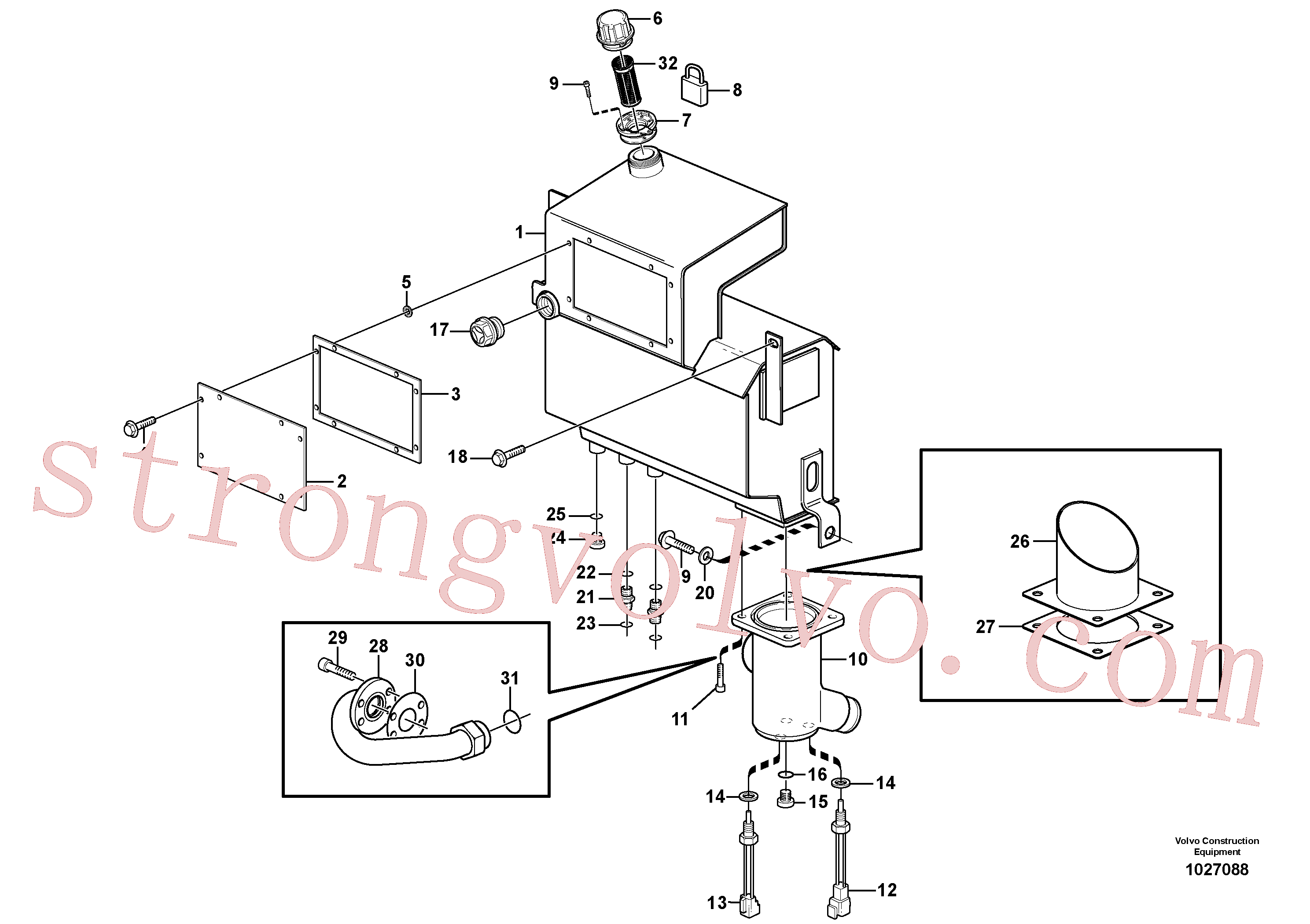 VOE978254 Volvo Depósito de óleo hidráulico(1027088 Montagem)
