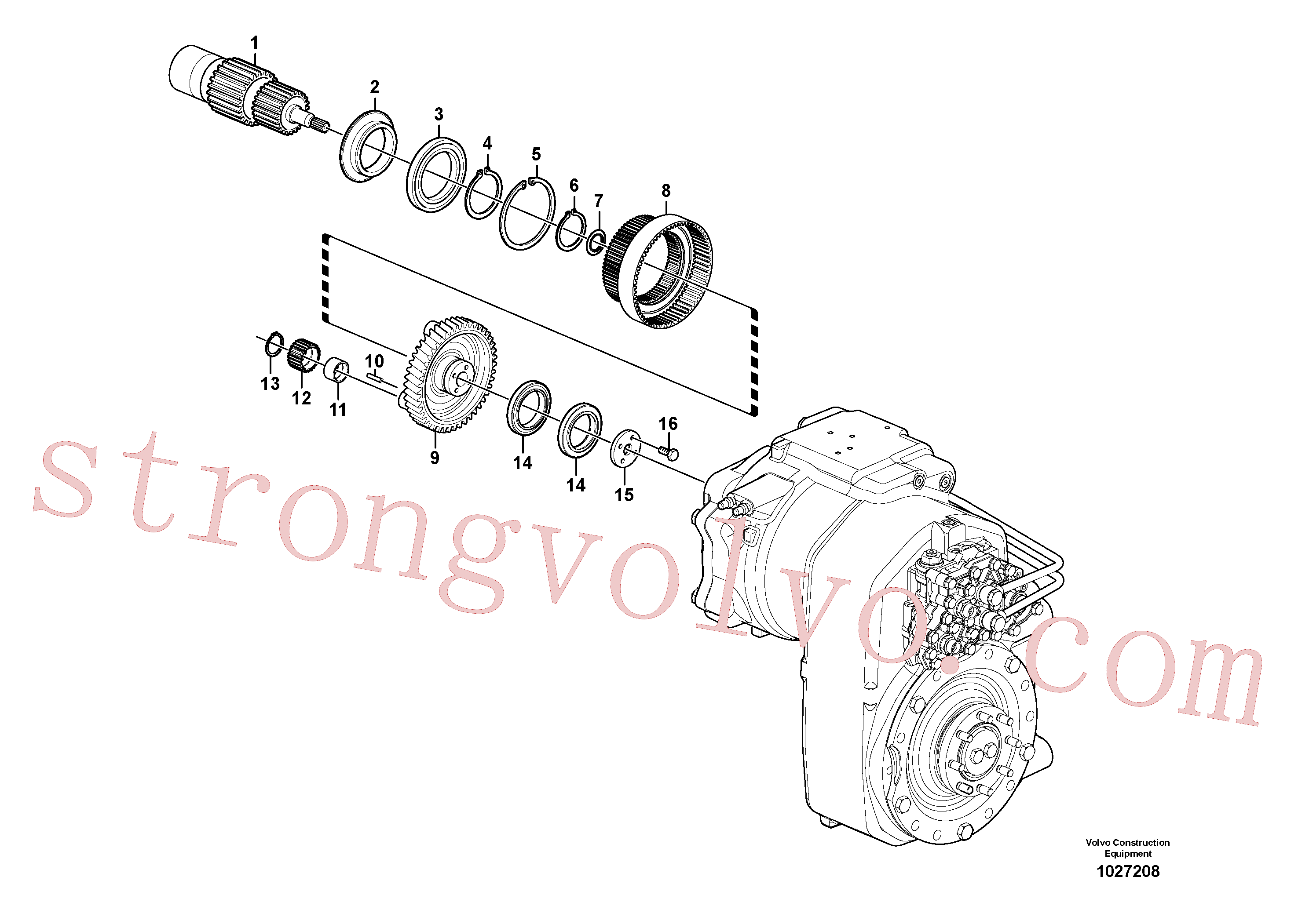 VOE14014607 Volvo Caixa de transferência, engrenagens e veios(1027208 Montagem)