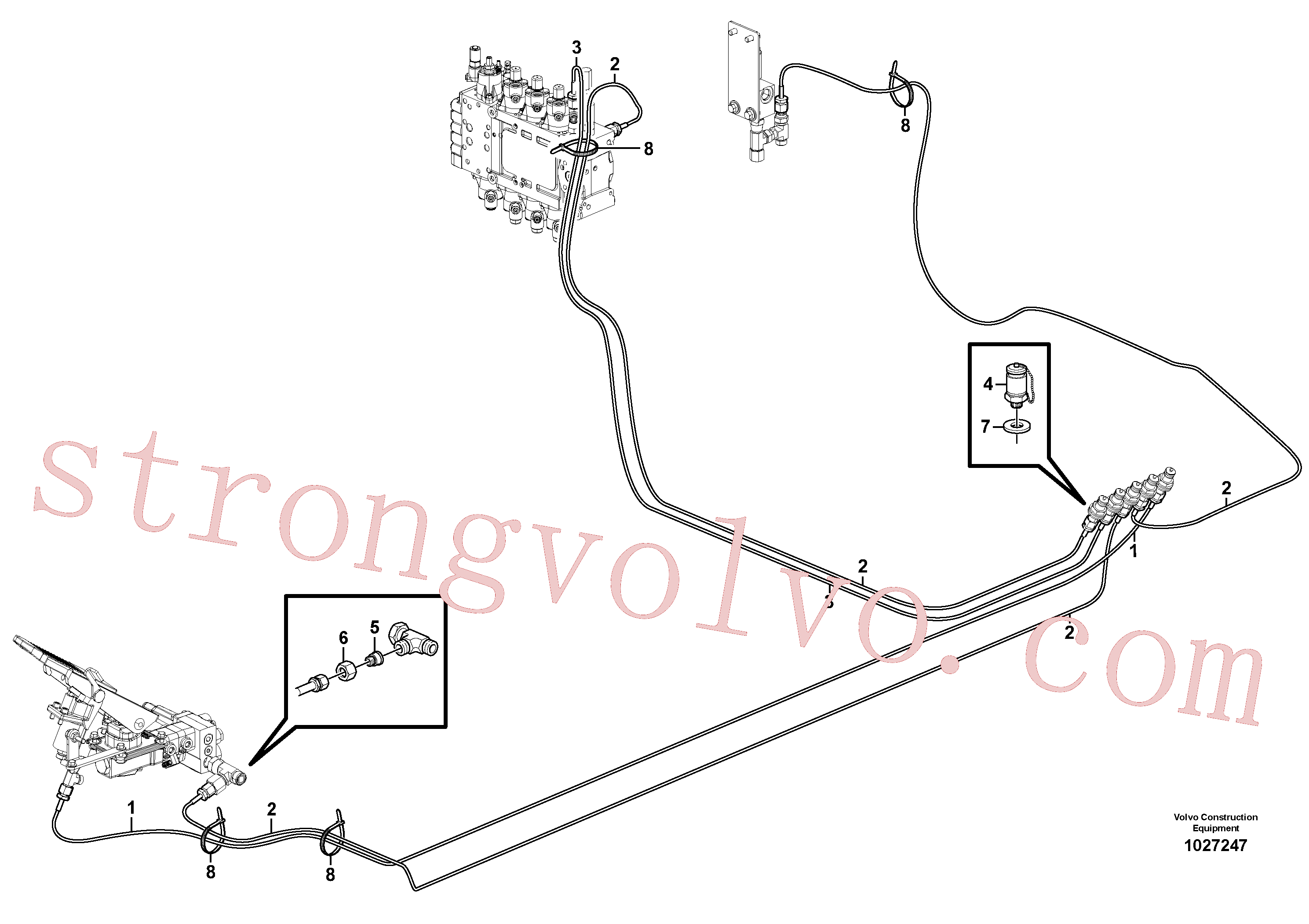 VOE935421 Volvo Sistema servo-hidráulico, manga de ensaio(1027247 Montagem)