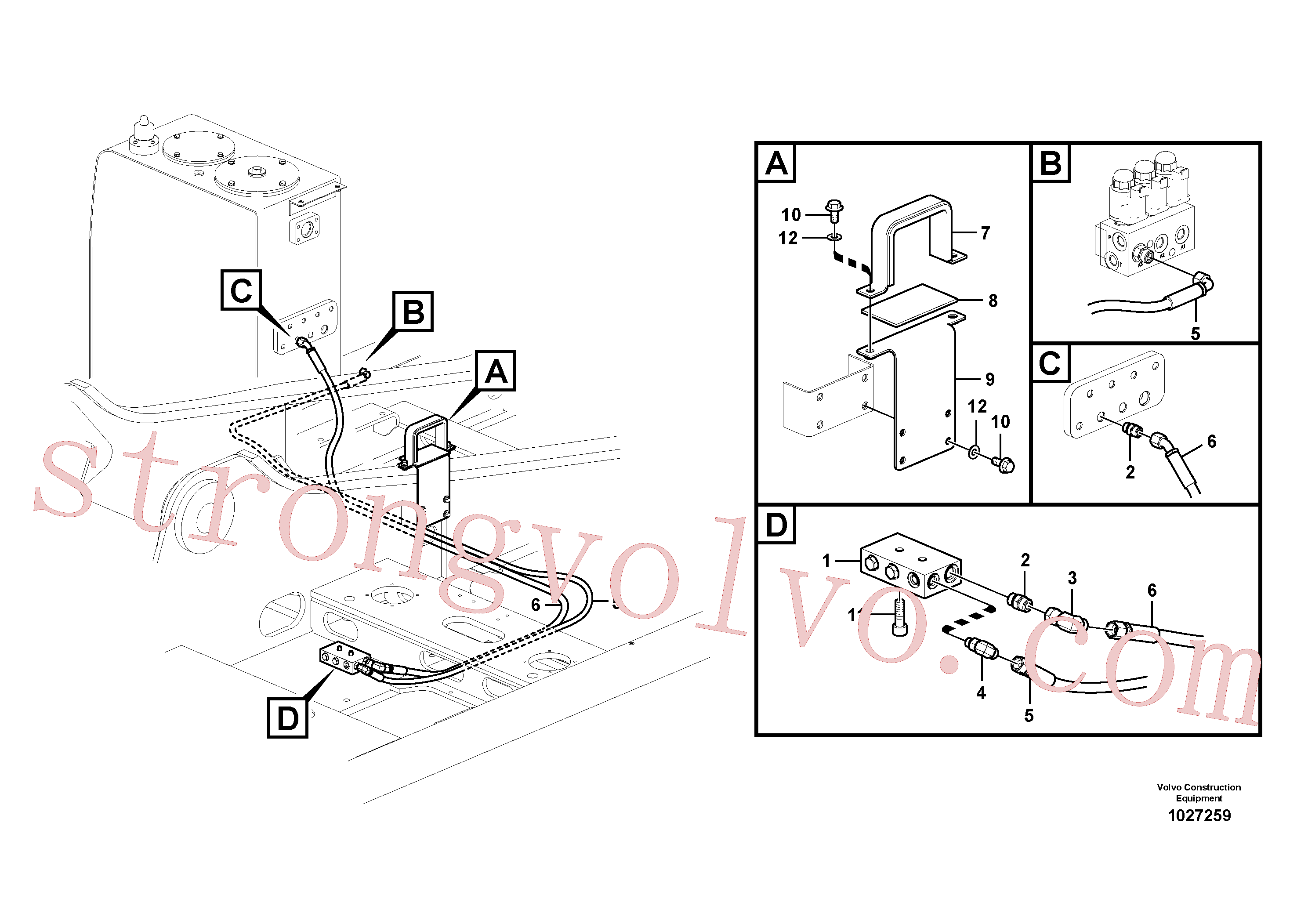 VOE984082 Volvo Sistema servomotor, válvula de comando para válvula solenóide(1027259 Montagem)