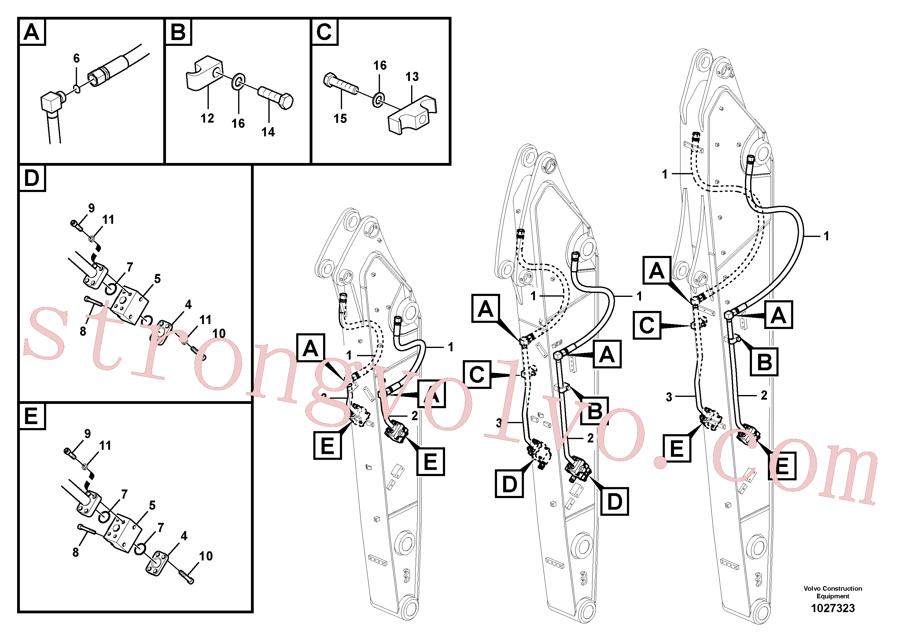 VOE938645 Volvo Hidráulica de serviço, martelo e cortador para braço de afundamento(1027323 Montagem)