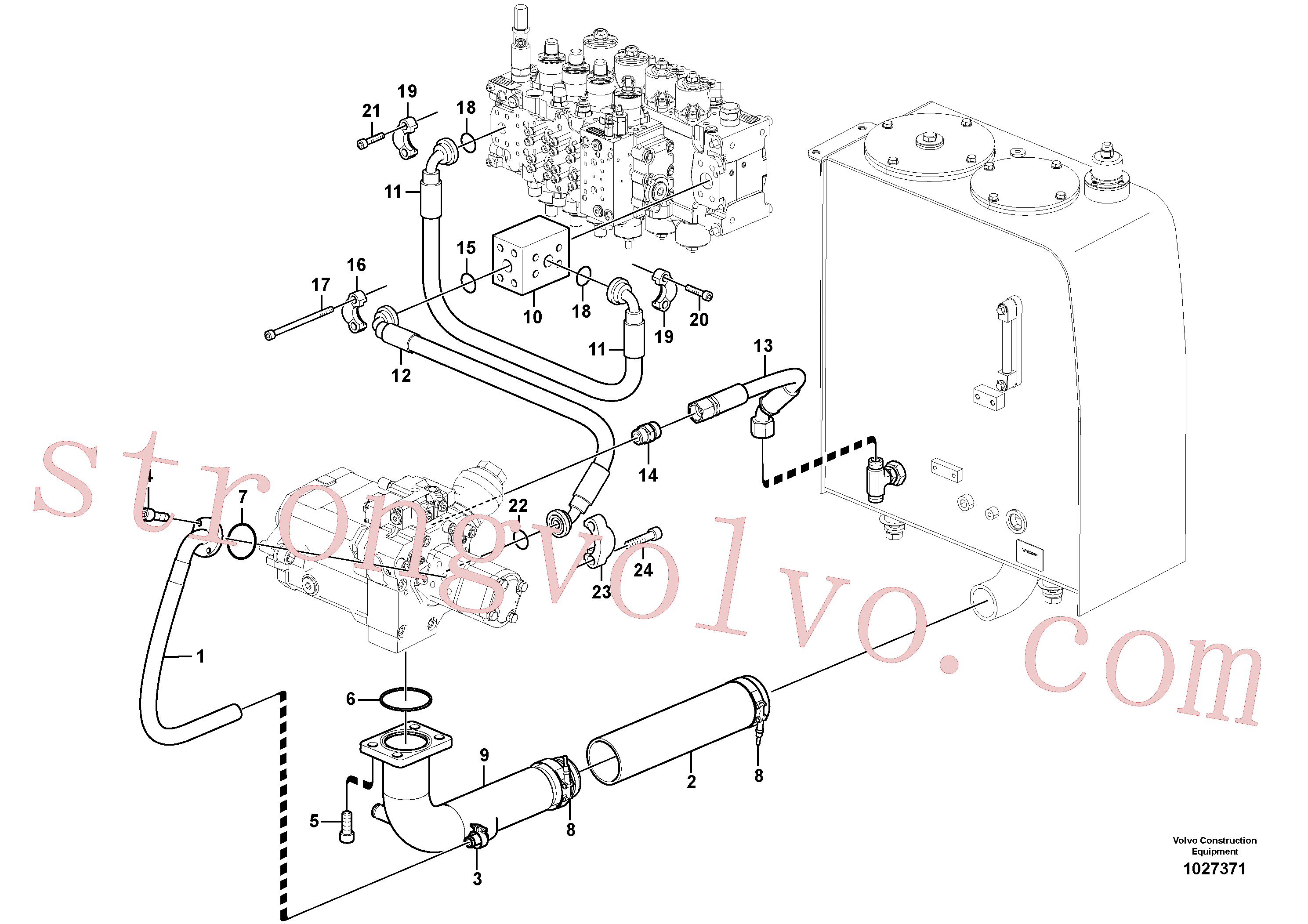 VOE13933907 Volvo Sistema hidráulico, tanque hidráulico para a bomba hidráulica(1027371 Montagem)