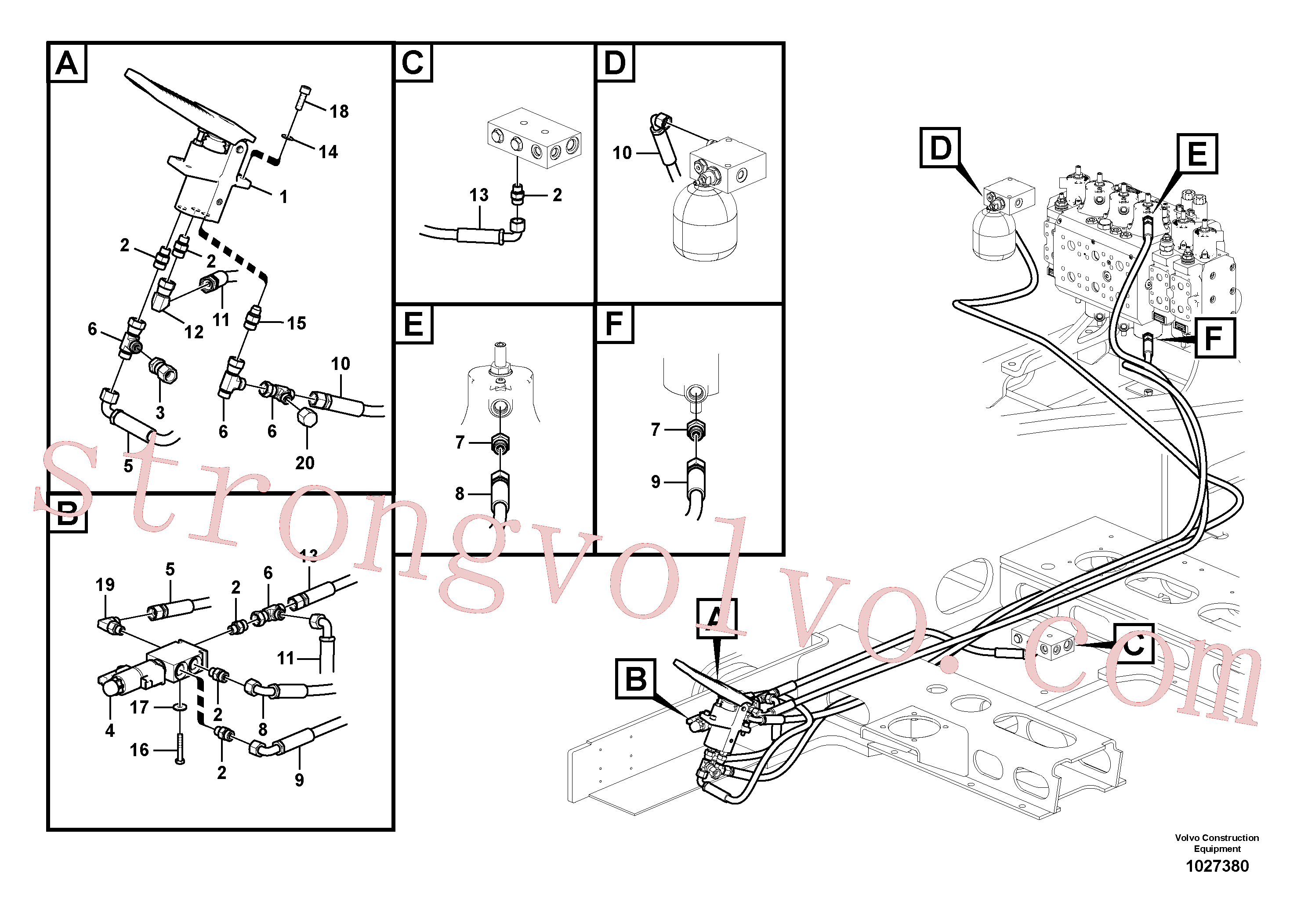 VOE937841 Volvo Sistema servomotor, válvula de comando para pedal da válvula de comando(1027380 Montagem)