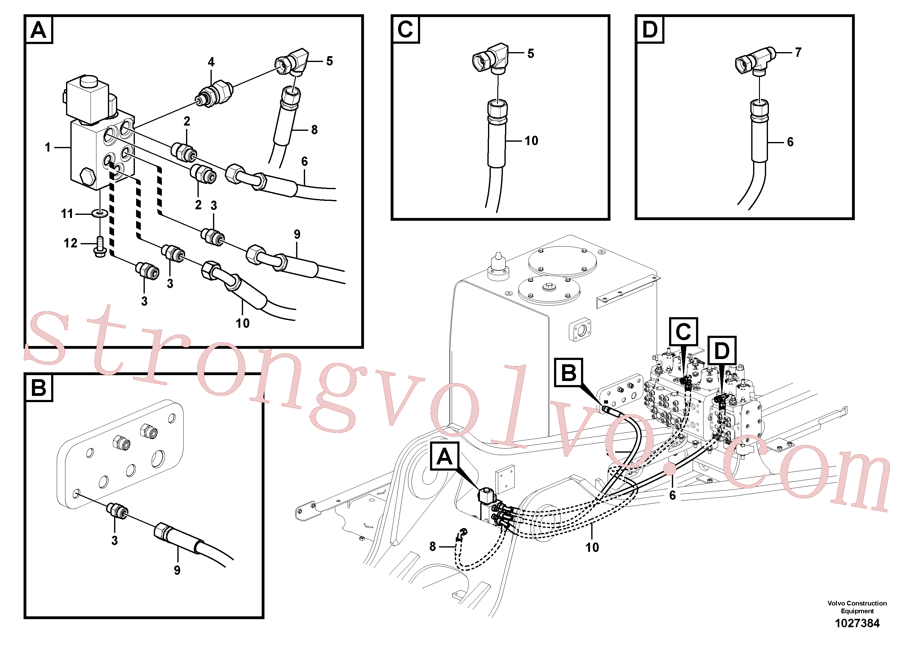 VOE935776 Volvo Hidráulica de serviço, encaixe rápido na estrutura superior(1027384 Montagem)