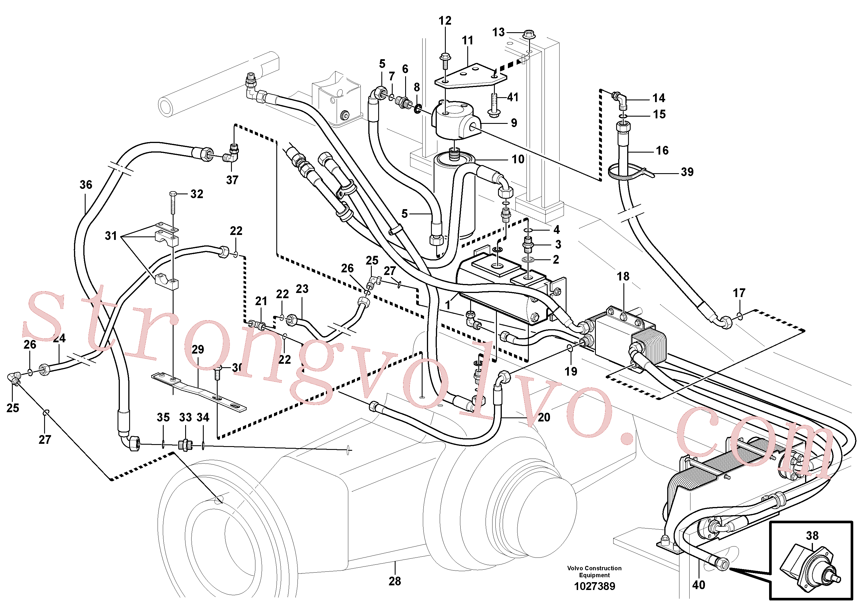VOE935203 Volvo Refrigerador de óleo, atrás, circuito da bomba.(1027389 Montagem)
