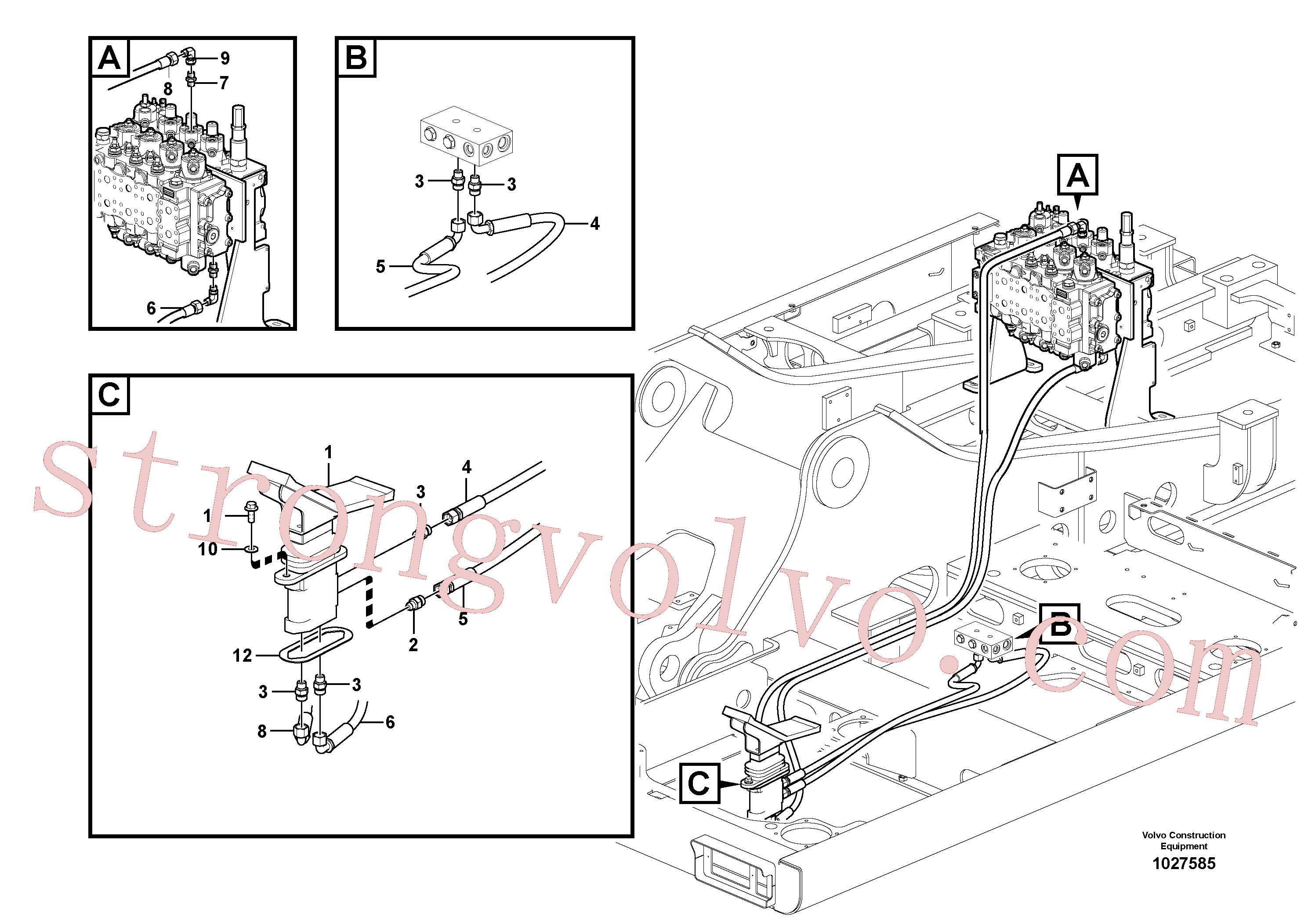 VOE14515386 Volvo Hidráulica de serviço, cilindro da 2ª lança em lança ajustável(1027585 Montagem)
