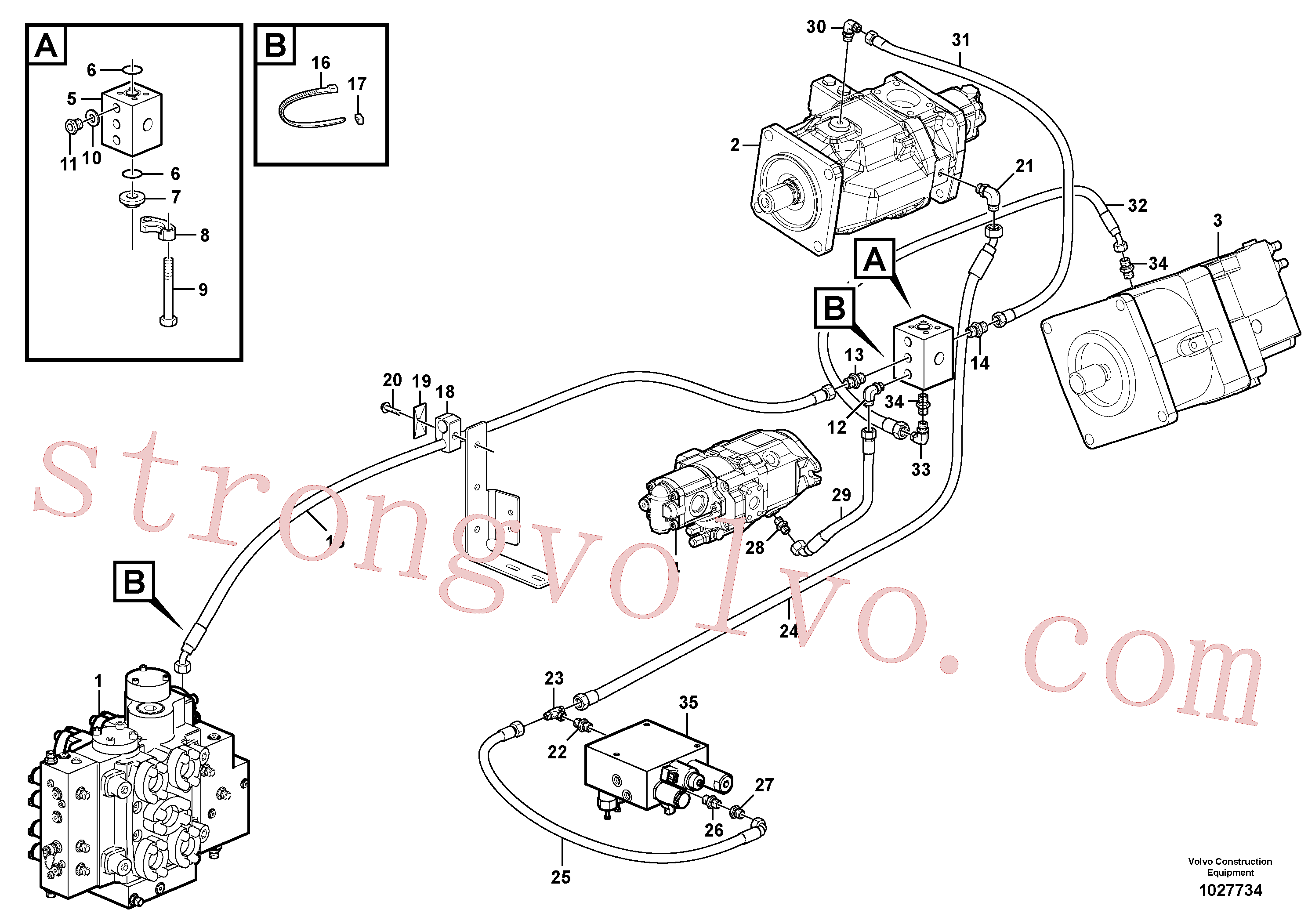 VOE937144 Volvo Linhas sensoras de carga e de fuga(1027734 Montagem)