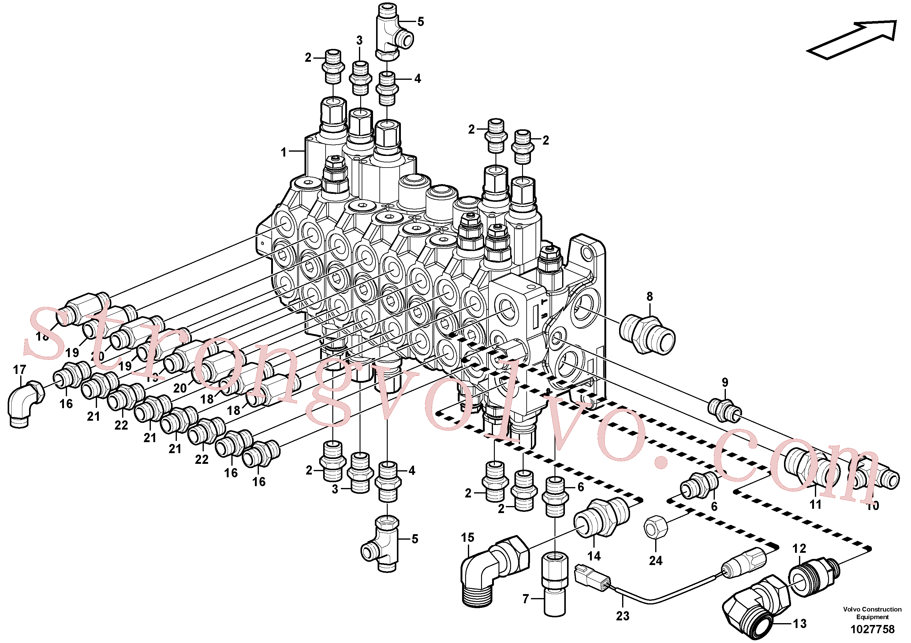 VOE11806749 Volvo Válvula de comando com acessórios.(1027758 Montagem)