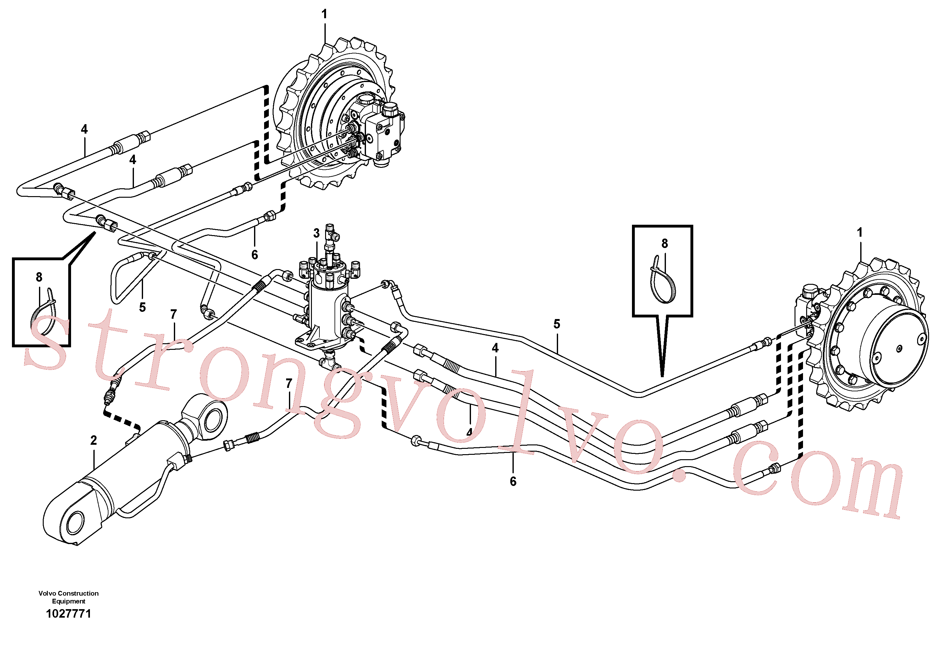 VOE11808953 Volvo Circuito hidráulico (estrutura inferior)(1027771 Montagem)