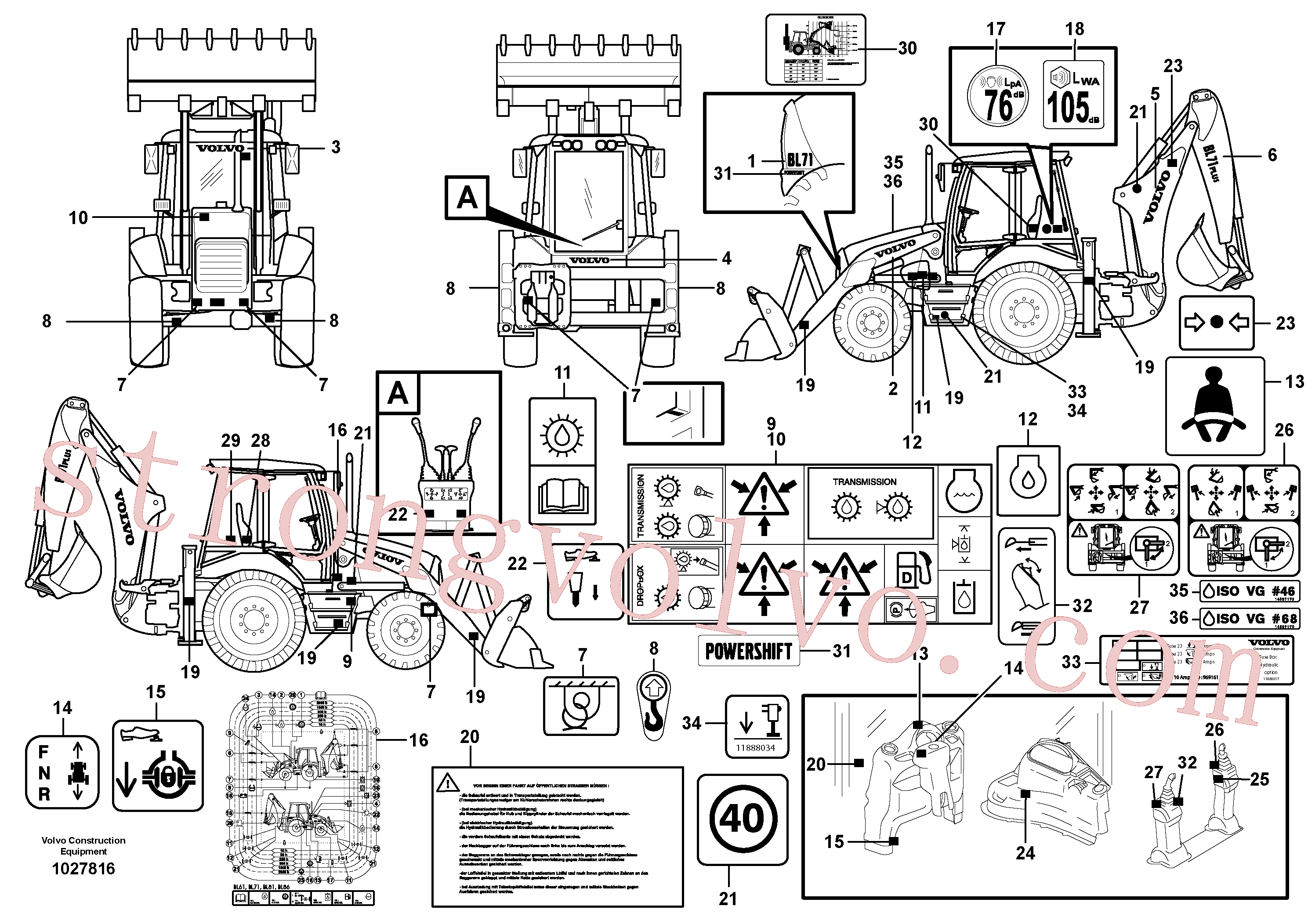 VOE11886048 Volvo Placas de sinalização e etiquetas adesivas(1027816 Montagem)