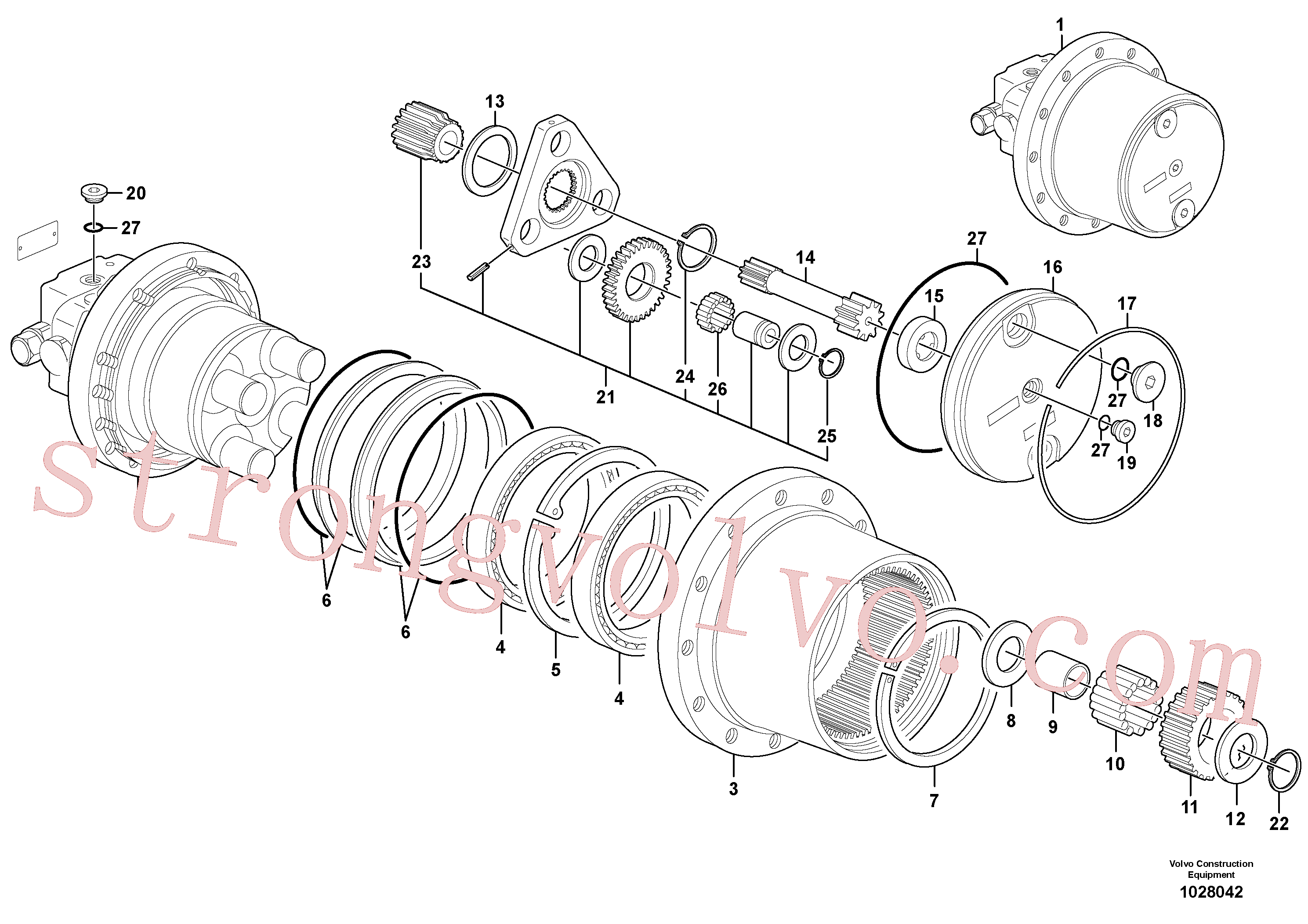 VOE15045609 Volvo Motor de curso hidráulico(1028042 Montagem)