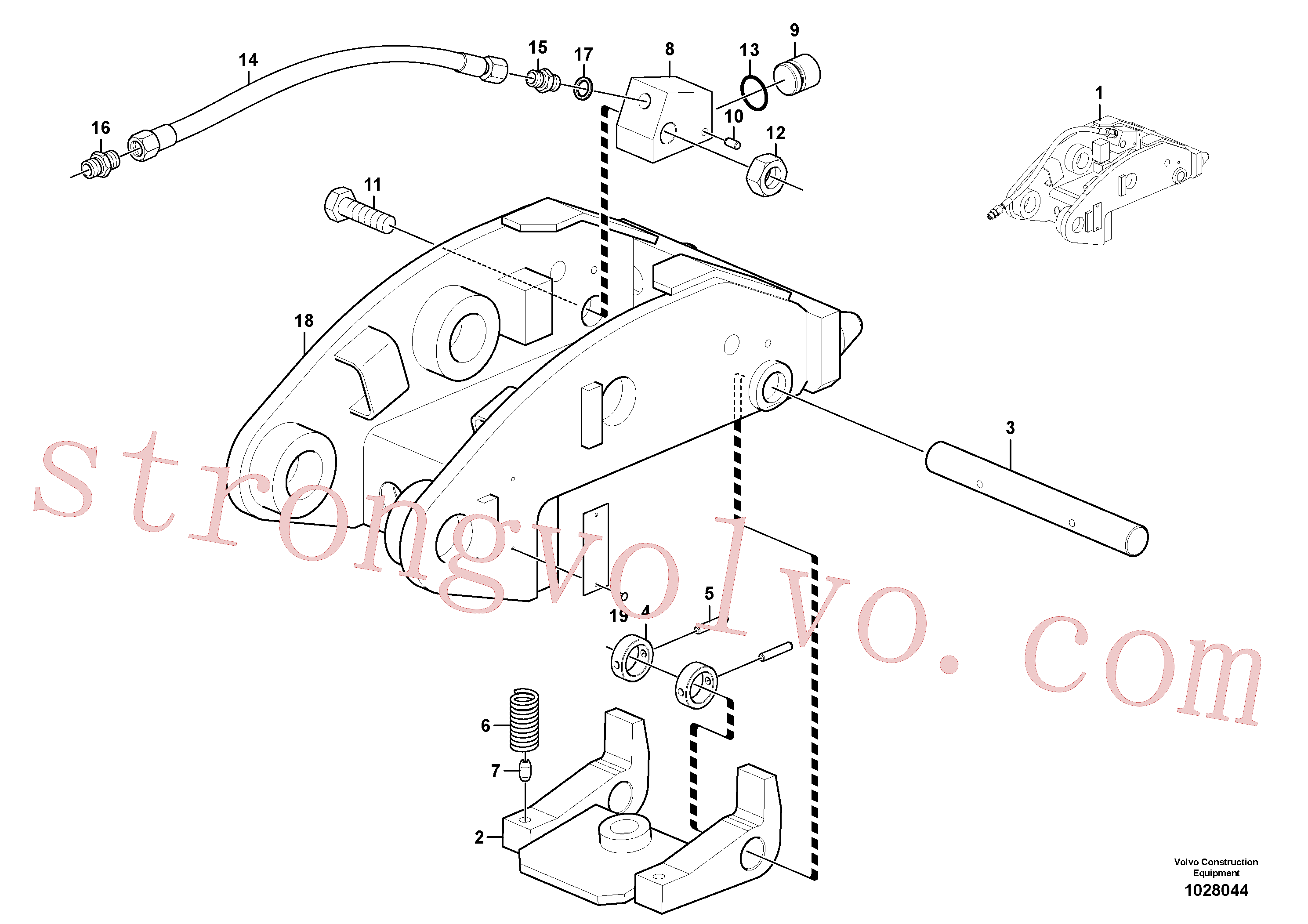 VOE11803698 Volvo Suporte de acoplamento, QuickFit, Suporte de ferramentas / comando hidráulico(1028044 Montagem)