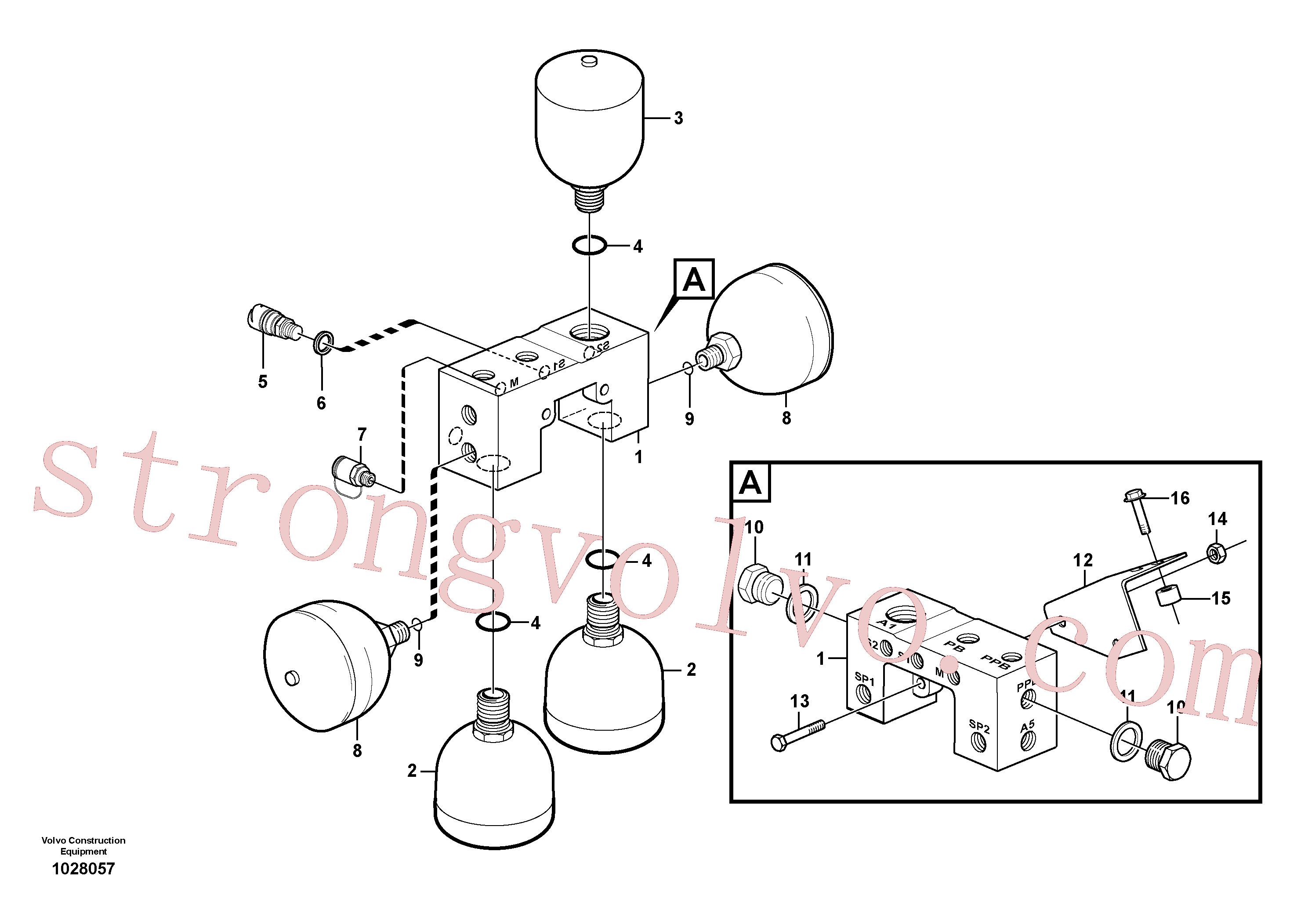 VOE967752 Volvo Válvula e acumuladores(1028057 Montagem)
