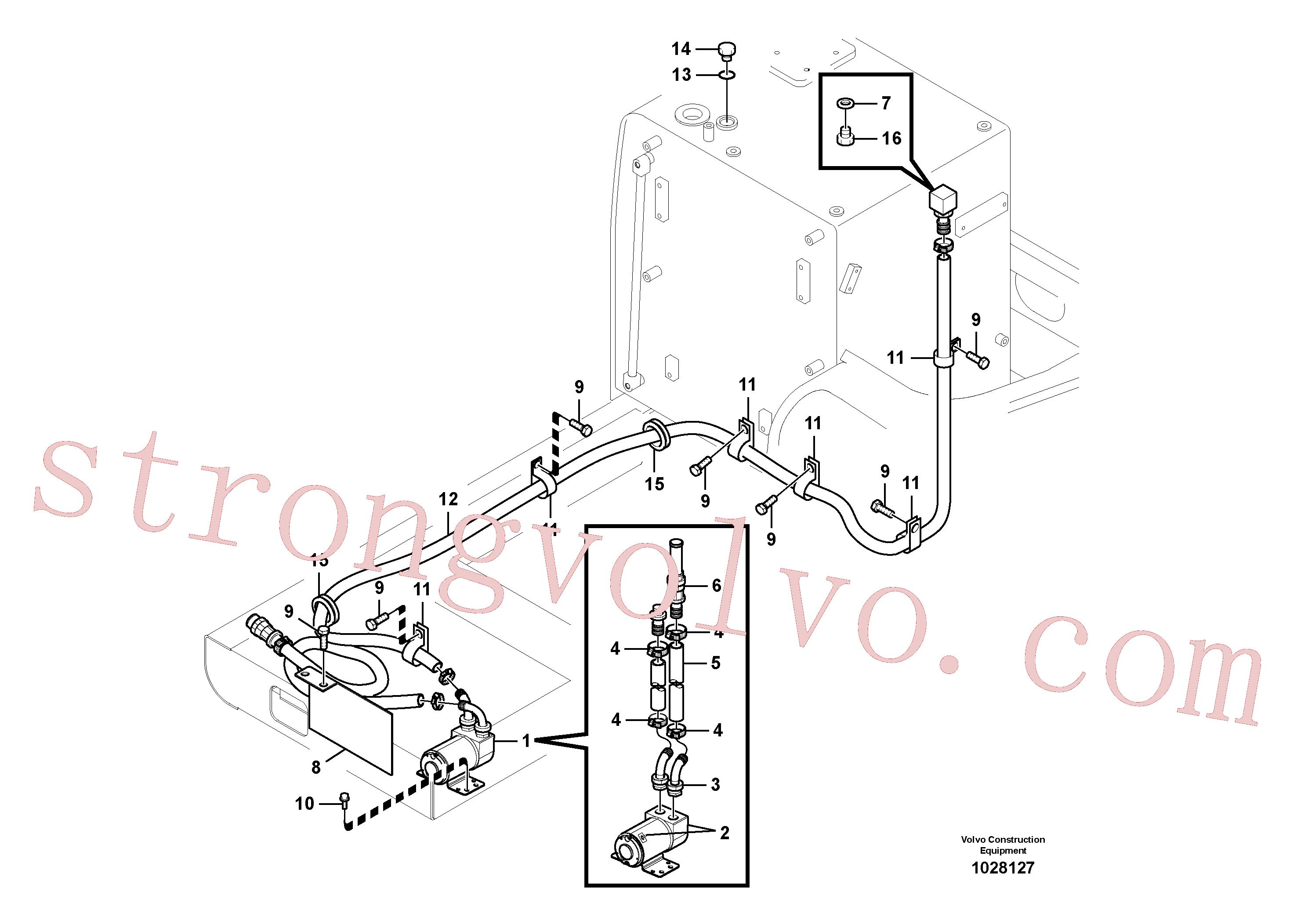 VOE990581 Volvo Bomba de enchimento do combustível com detalhes de montagem(1028127 Montagem)