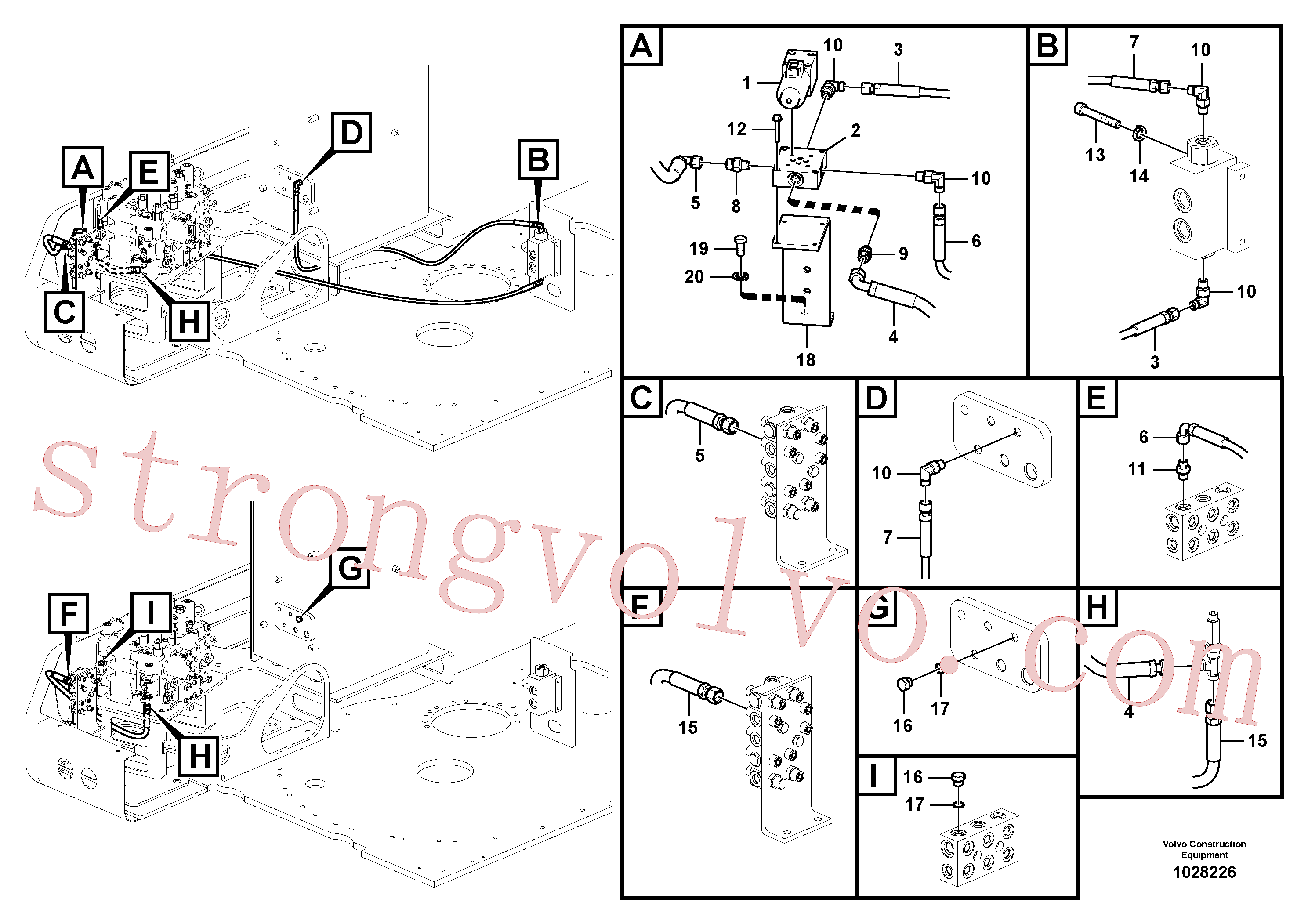 VOE937118 Volvo Sistema servomotor, válvula de comando para válvula solenóide(1028226 Montagem)