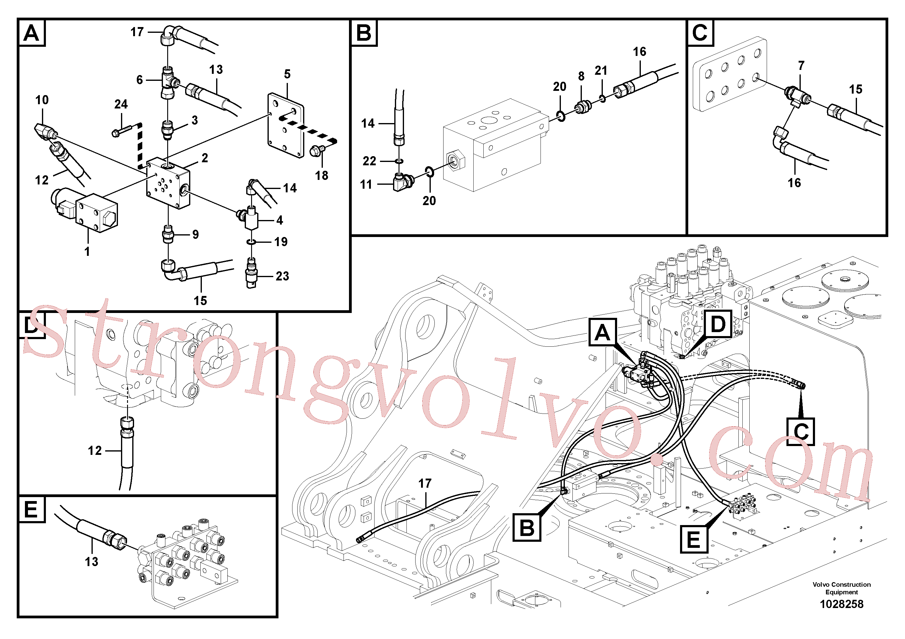 VOE14541689 Volvo Sistema servomotor, válvula de comando para válvula solenóide(1028258 Montagem)