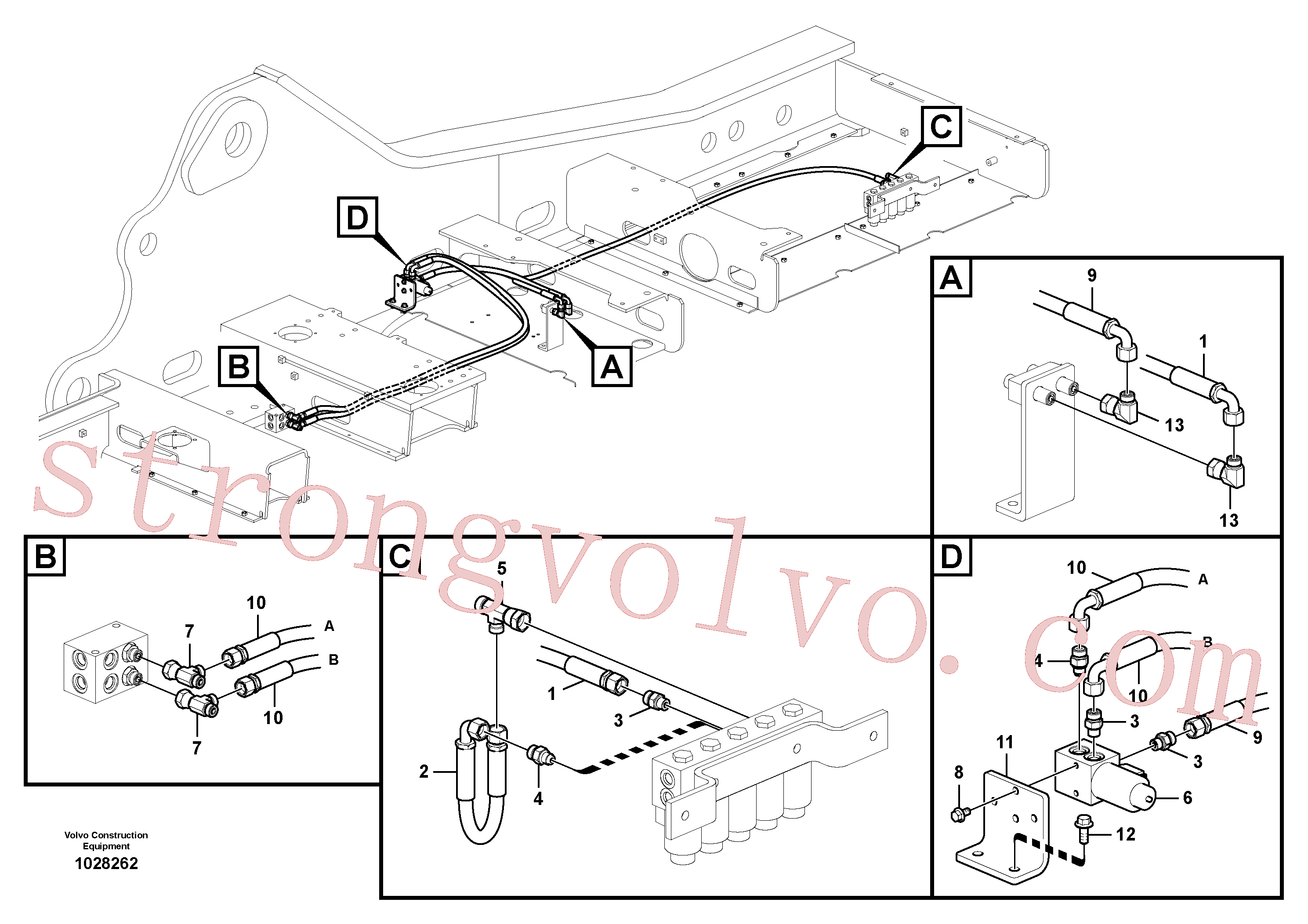 VOE937138 Volvo Sistema servomotor, martelo e corte(1028262 Montagem)