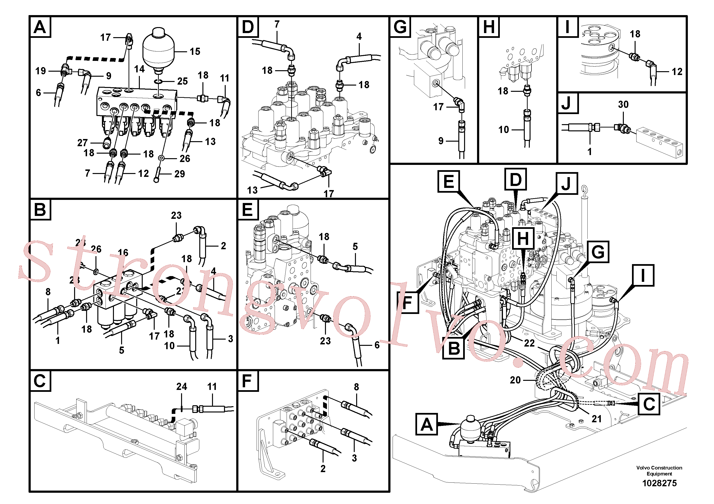 VOE14553485 Volvo Sistema servomotor, válvula de comando para válvula solenóide(1028275 Montagem)