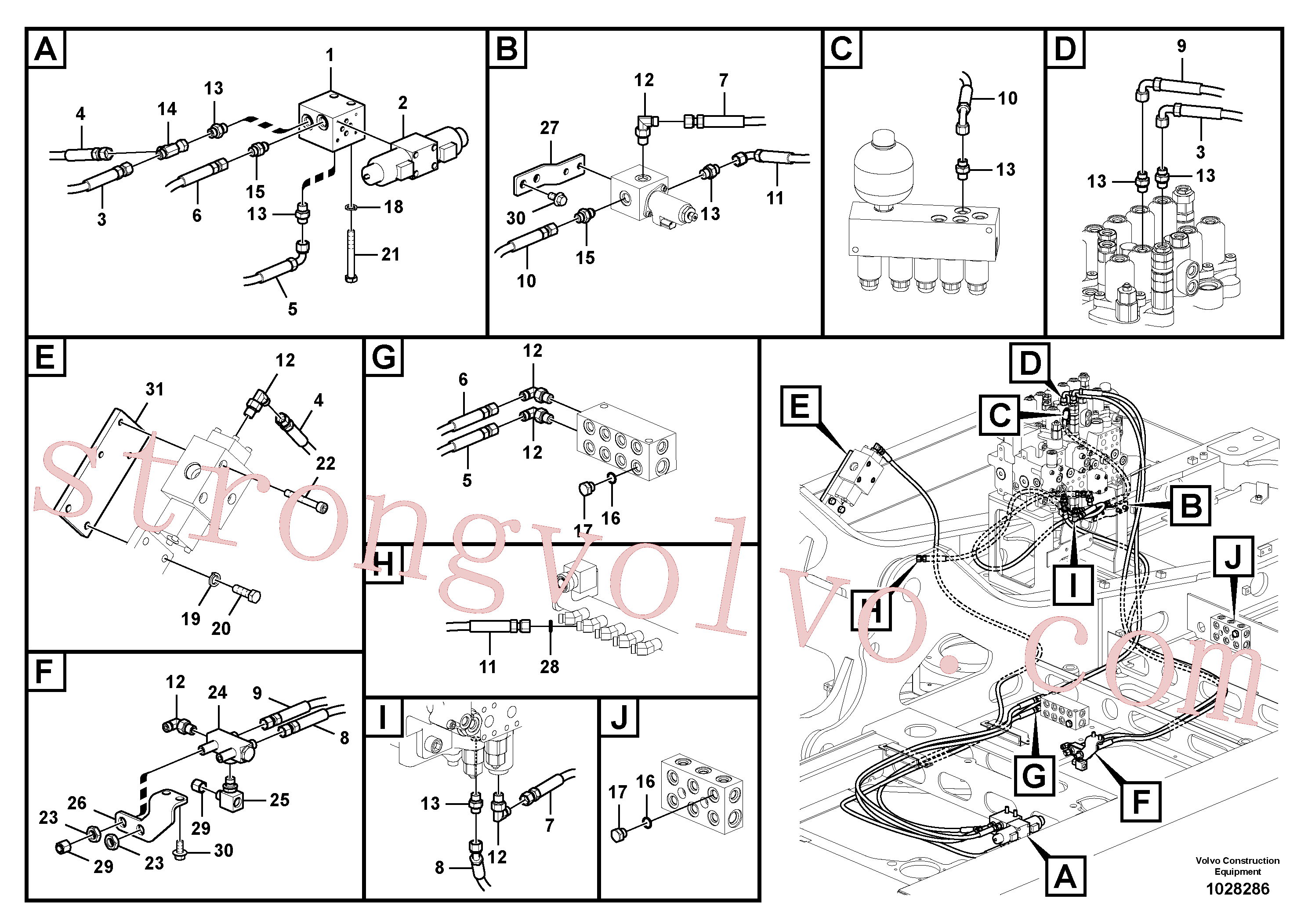 VOE937329 Volvo Sistema servomotor, martelo e corte(1028286 Montagem)