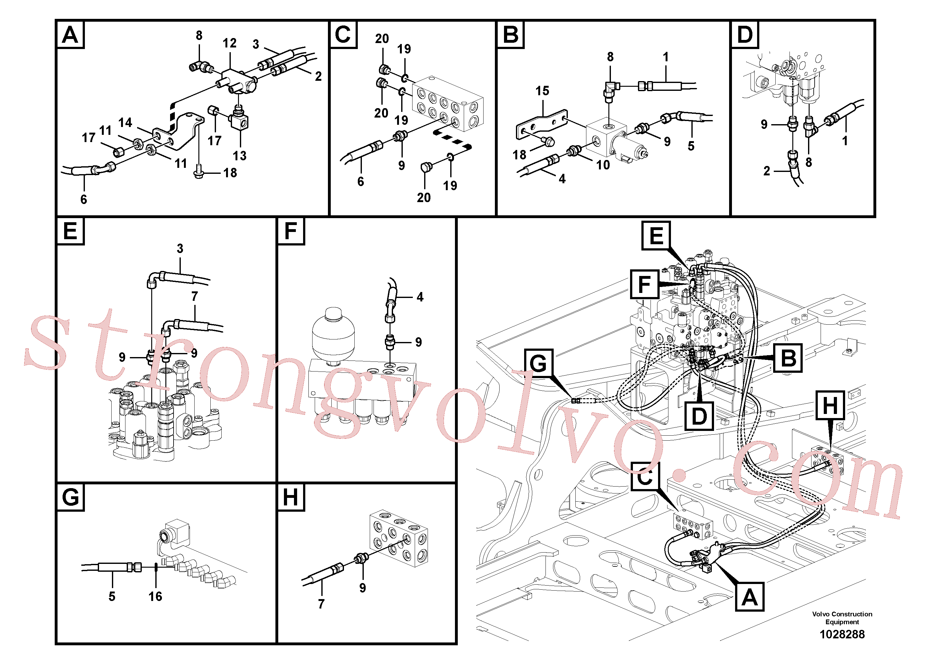 VOE14553484 Volvo Sistema servomotor, martelo e corte(1028288 Montagem)