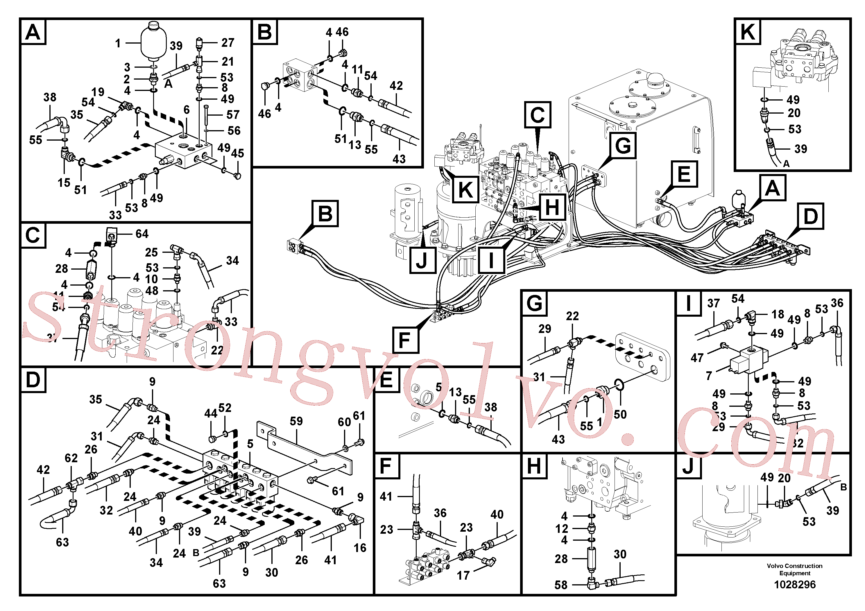 China Made VOE938208 Mangueira completa Volvo Acessórios para escavadeira