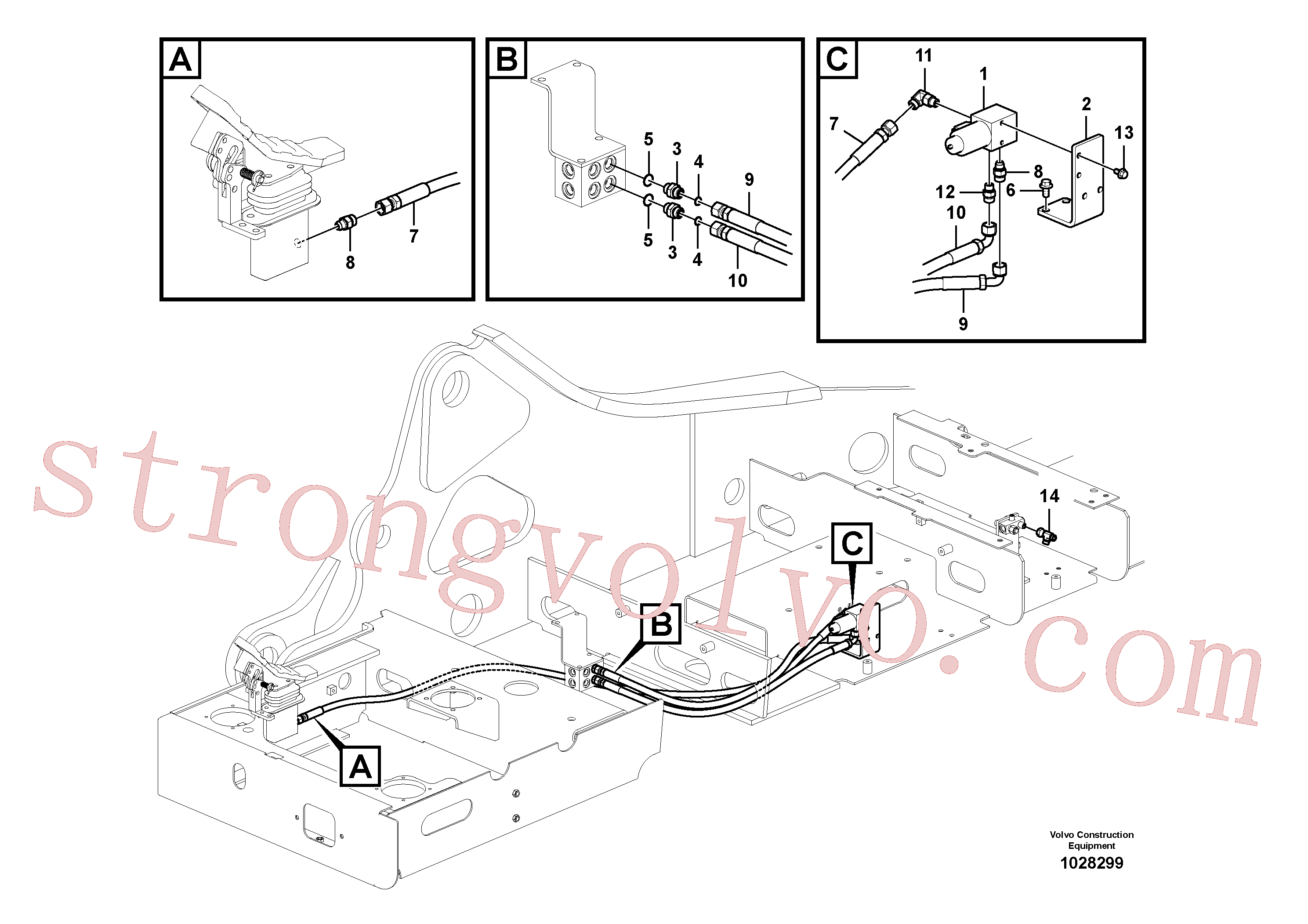VOE936696 Volvo Sistema servomotor, martelo e corte(1028299 Montagem)