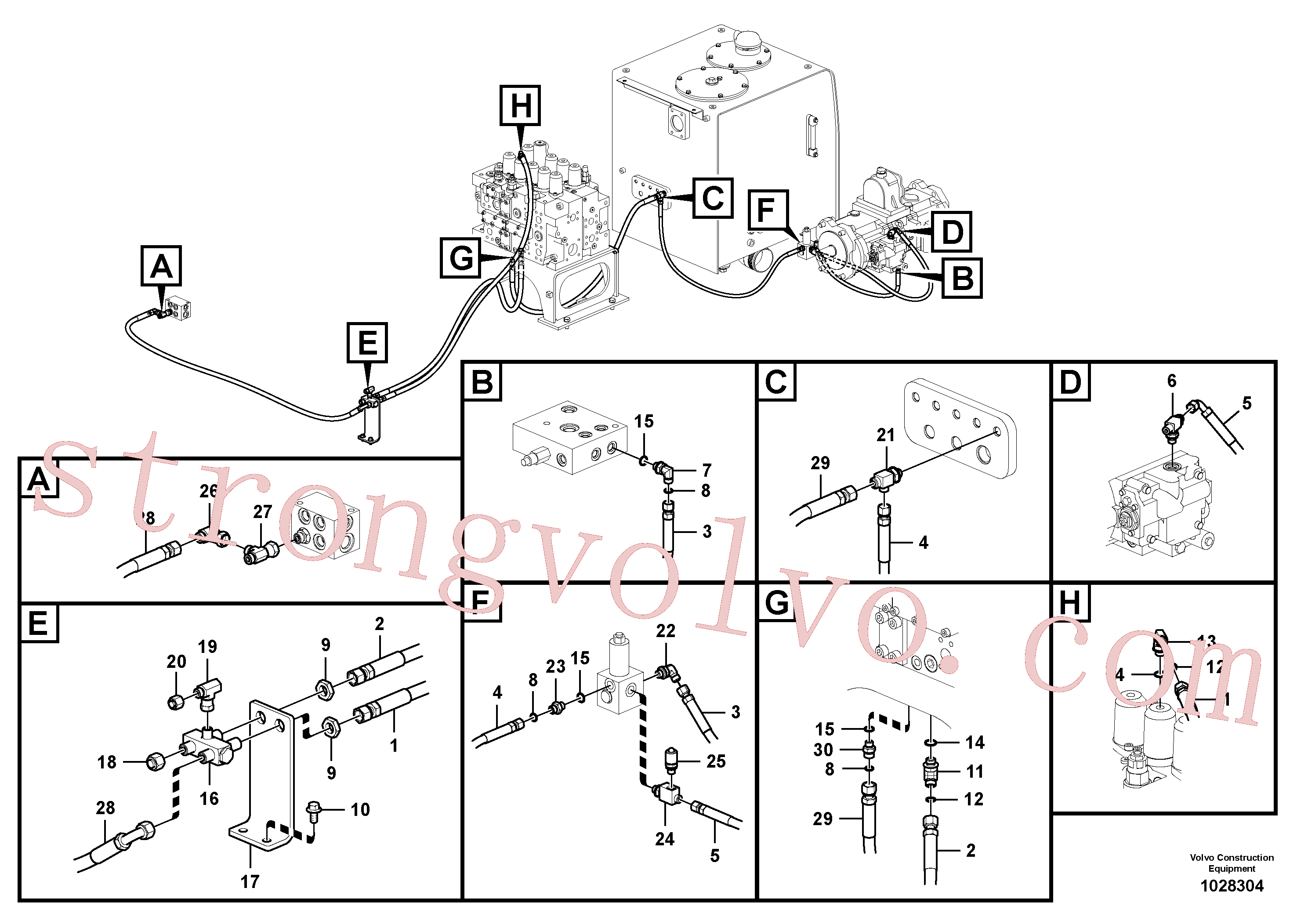 VOE14538786 Volvo Hidráulica de serviço, martelo e cortador para fluxo da bomba principal(1028304 Montagem)