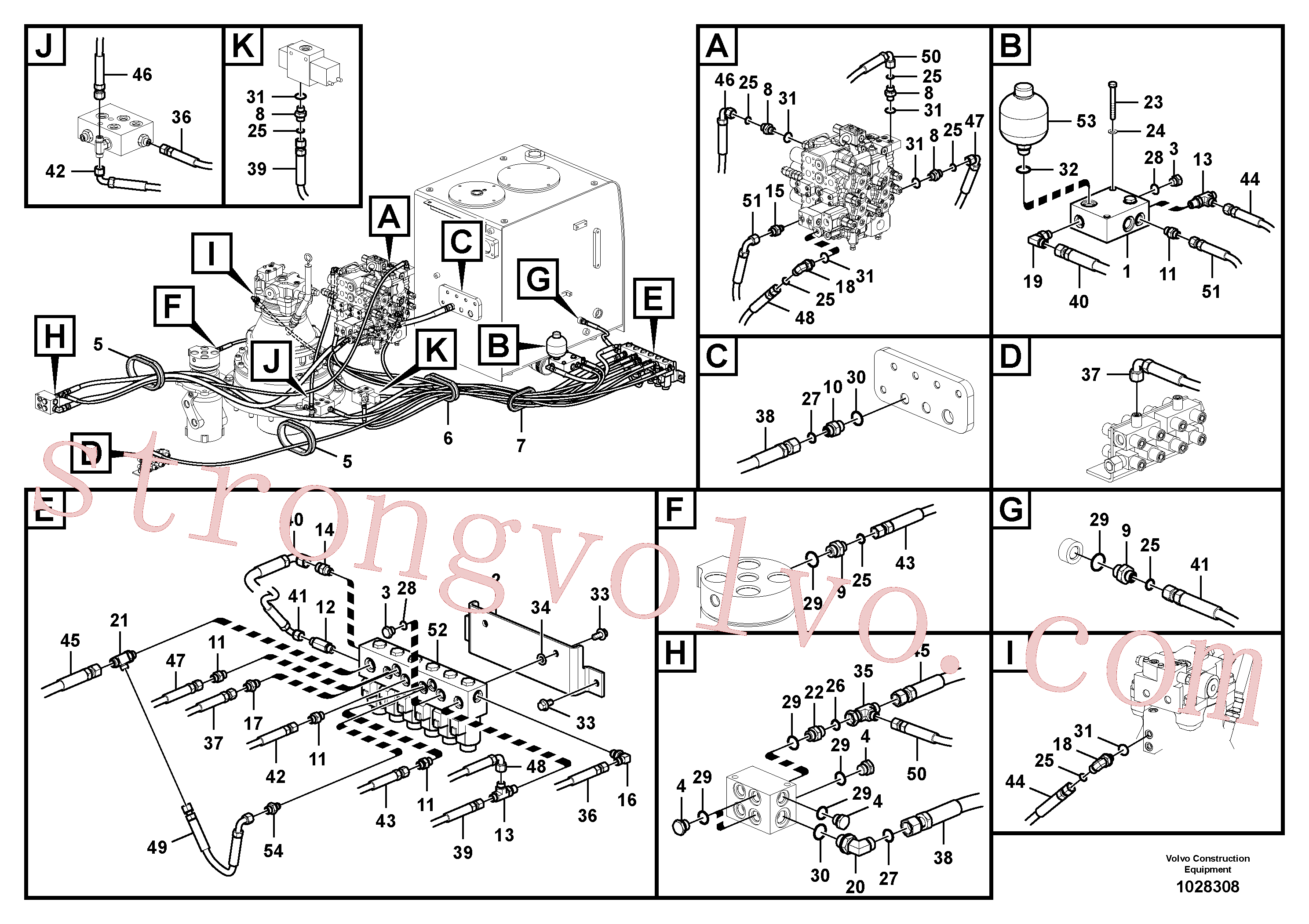 VOE937578 Volvo Sistema servomotor, válvula de comando para válvula solenóide(1028308 Montagem)