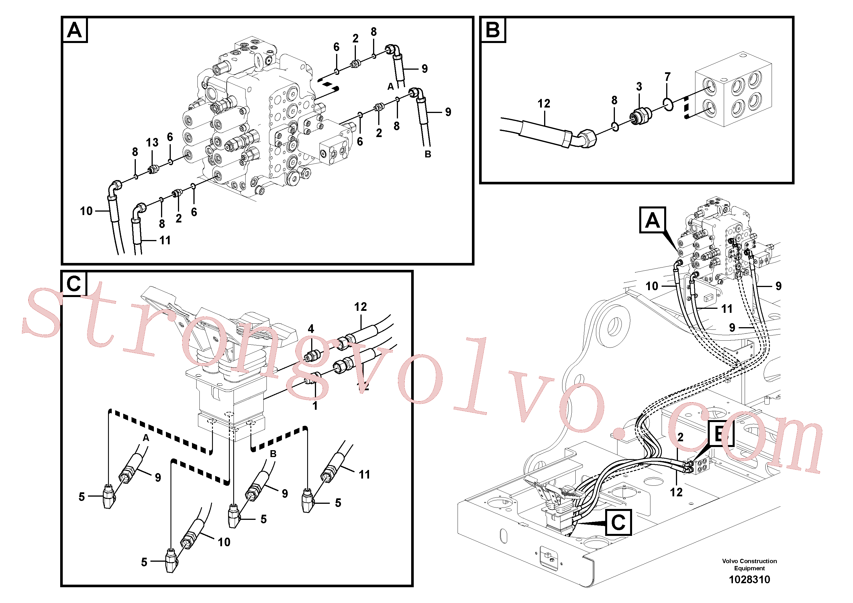 SA9403-03257 Volvo Sistema servomotor, válvula de comando para pedal da válvula de comando(1028310 Montagem)