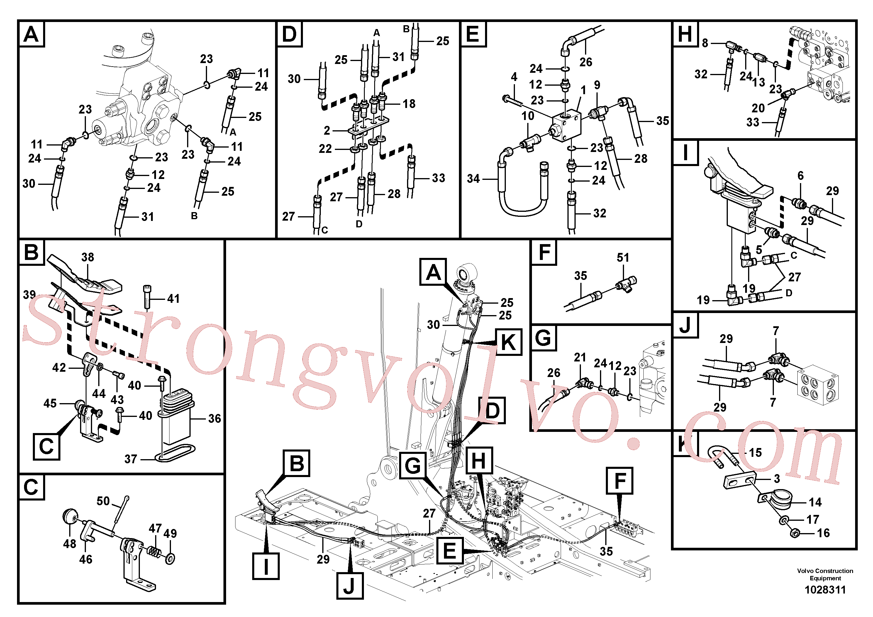 VOE937108 Volvo Hidráulica de serviço, lança ajustável para topo(1028311 Montagem)