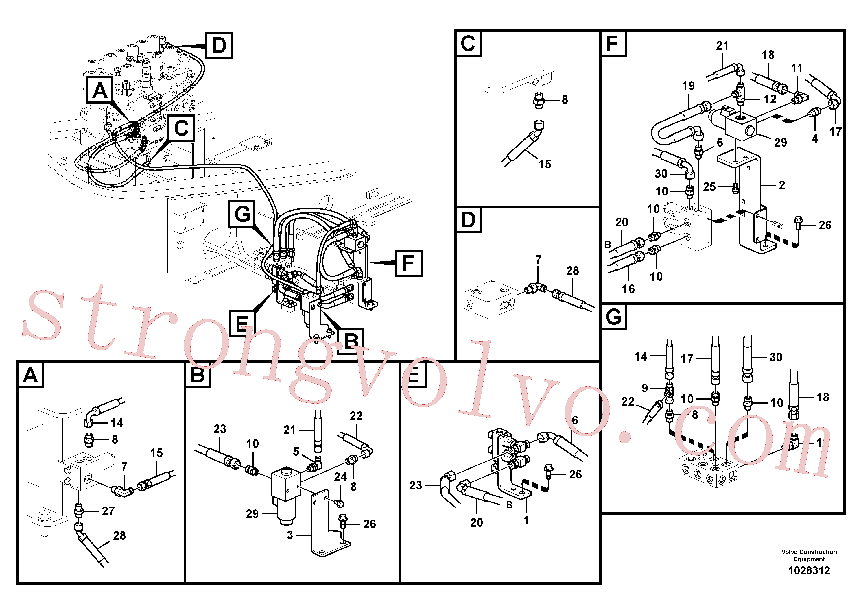 VOE937844 Volvo Sistema servomotor, martelo e corte(1028312 Montagem)