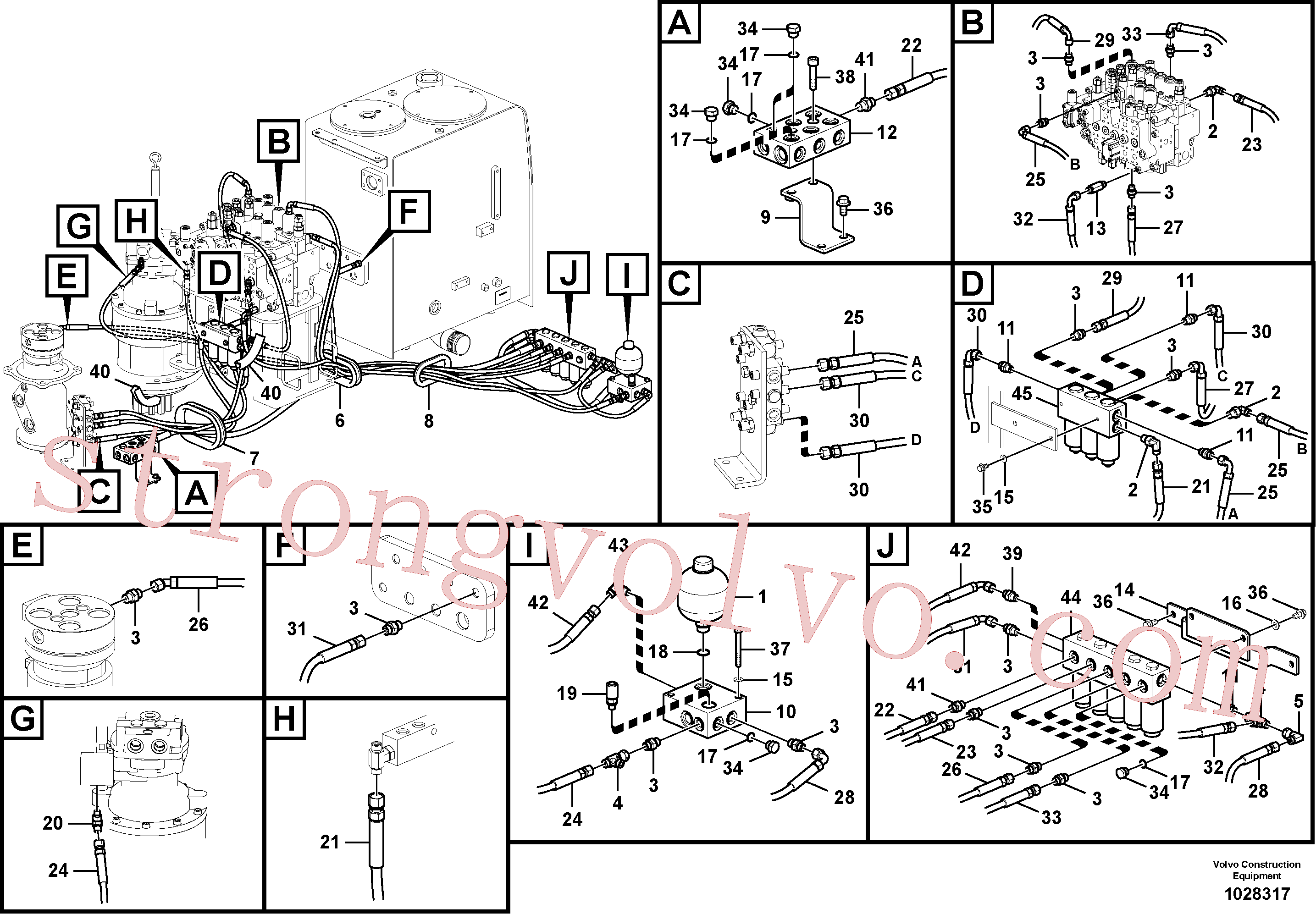VOE938106 Volvo Sistema servomotor, válvula de comando para válvula solenóide(1028317 Montagem)
