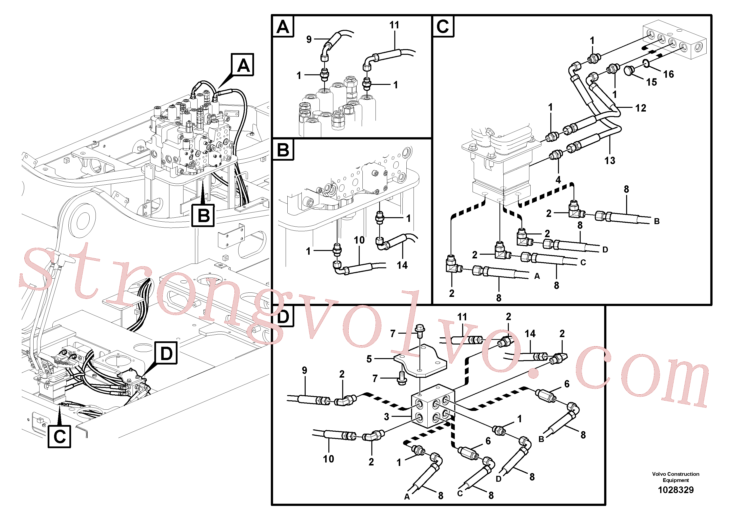 VOE936961 Volvo Sistema servomotor, válvula de comando para pedal da válvula de comando(1028329 Montagem)