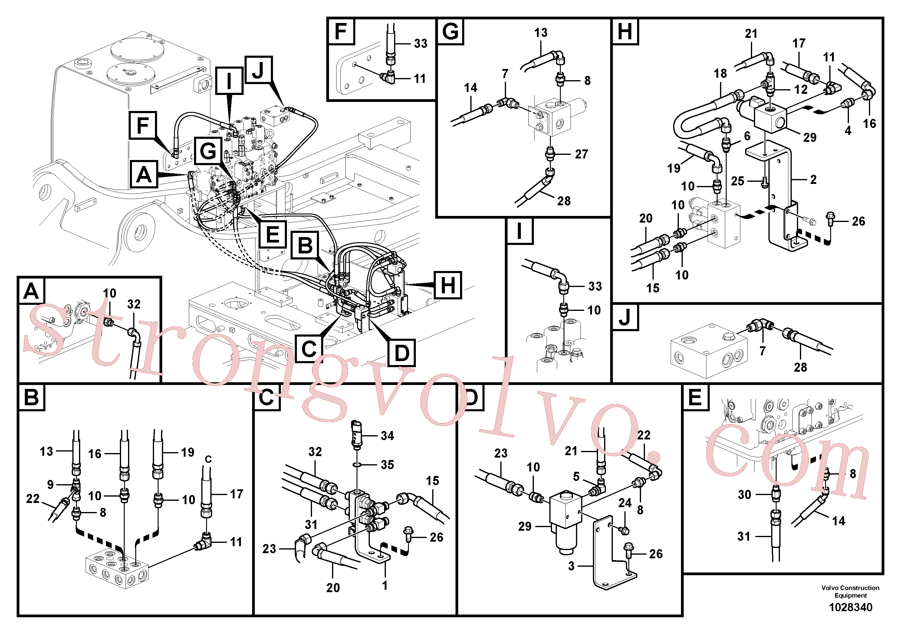 VOE938105 Volvo Hidráulica de serviço, martelo e cortador para fluxo da bomba principal(1028340 Montagem)