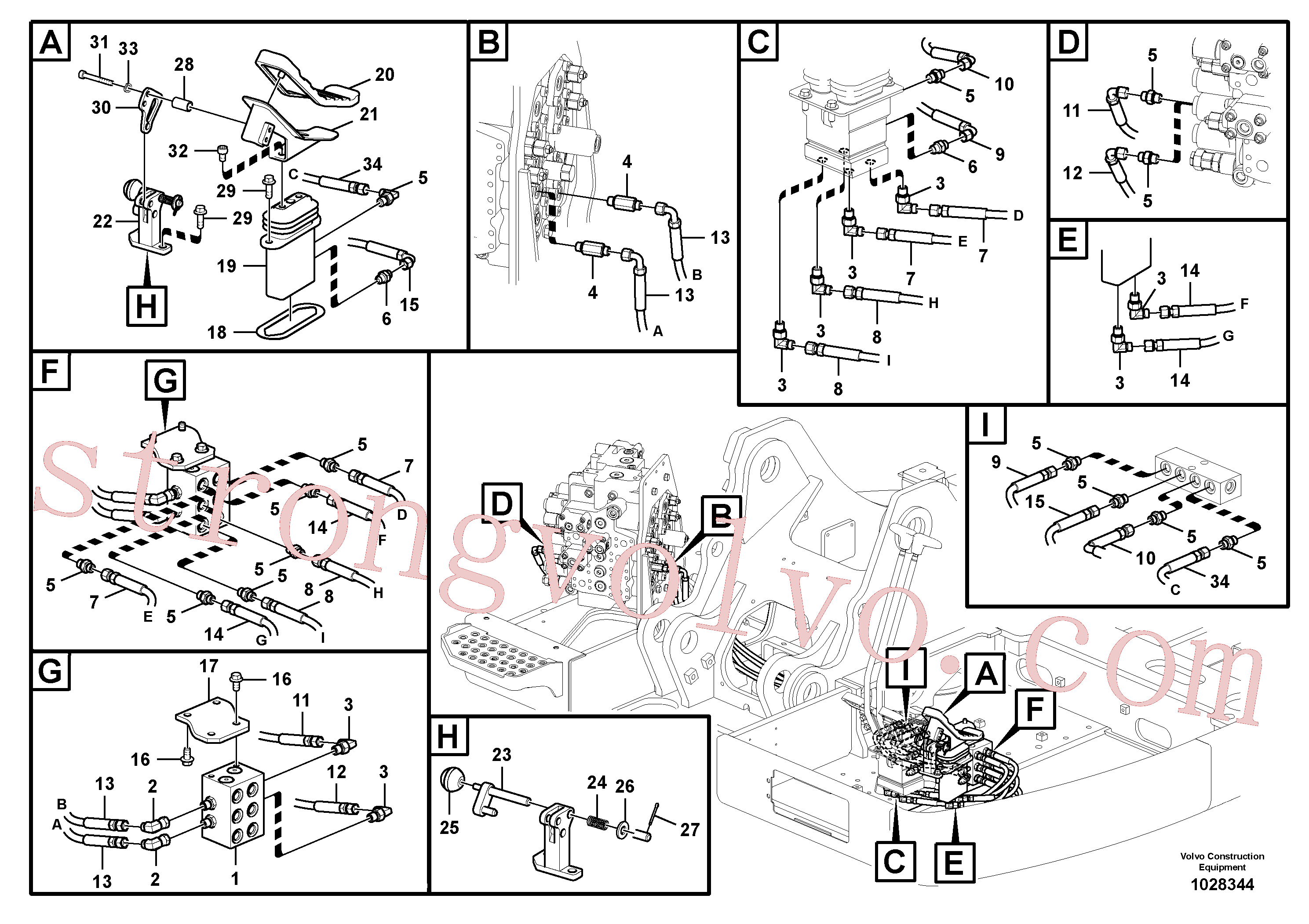 VOE14552290 Volvo Sistema servomotor, válvula de comando para pedal da válvula de comando(1028344 Montagem)