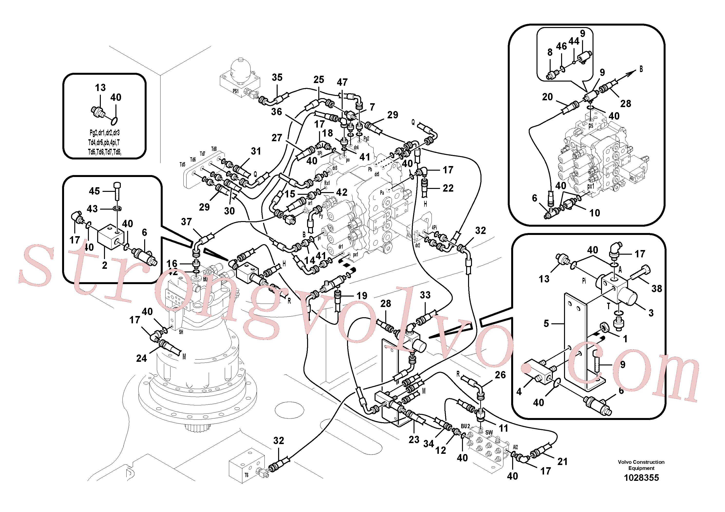 SA9451-02226 Volvo Sistema servomotor, tubagem da válvula de comando(1028355 Montagem)