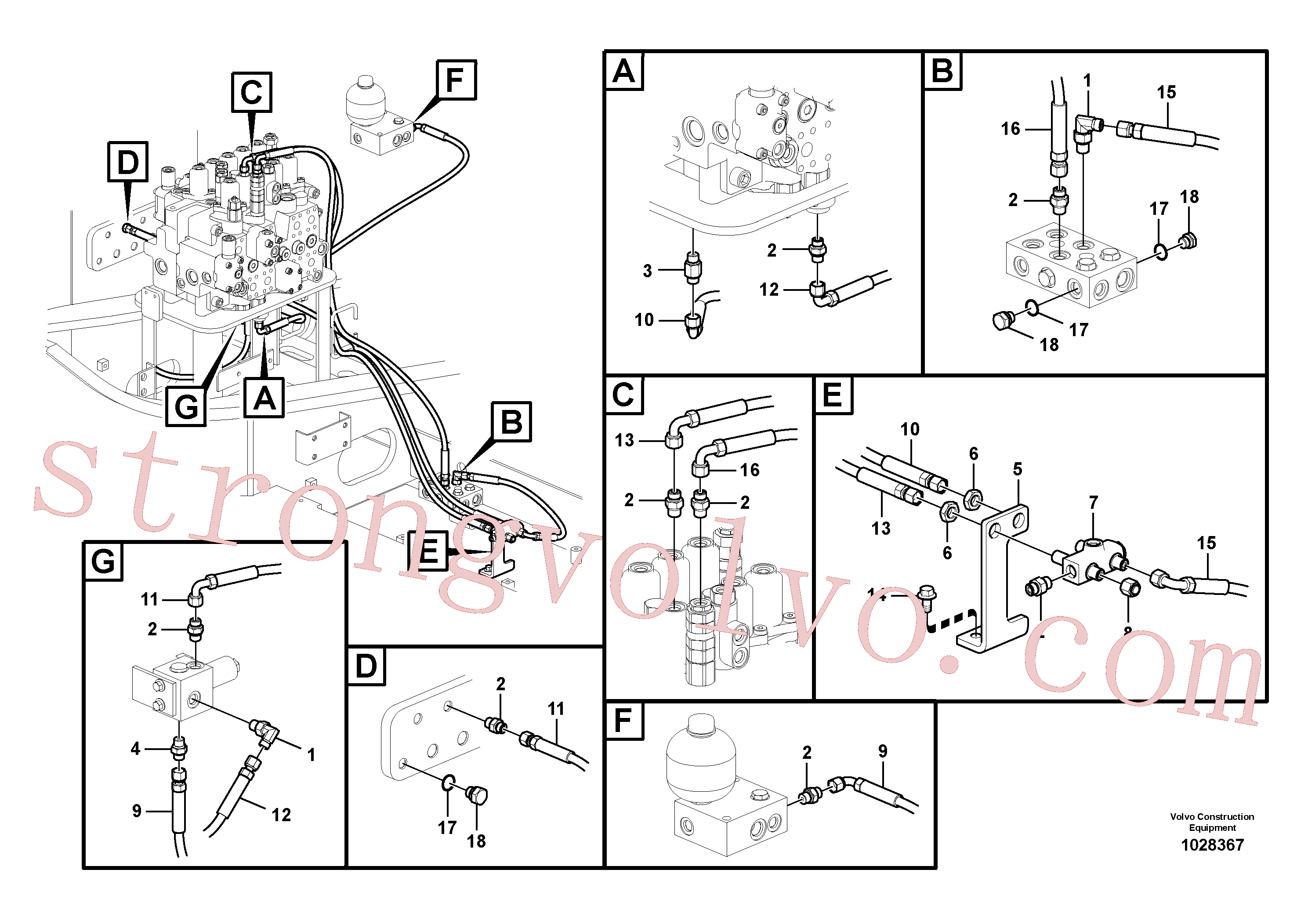 VOE14537412 Volvo Sistema servomotor, martelo e corte(1028367 Montagem)