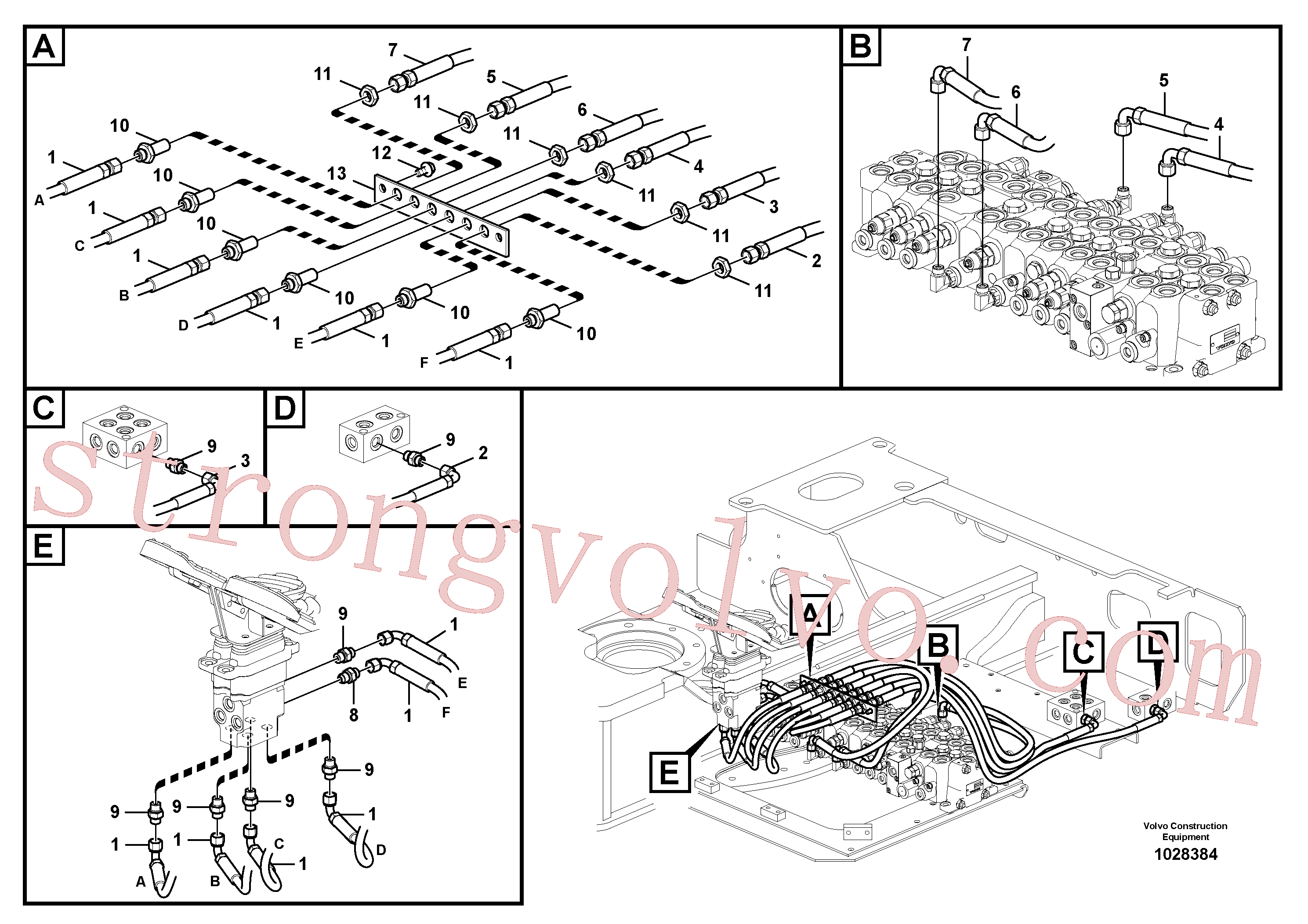 VOE936295 Volvo Servo-sistema, válvula de controlo para válvula solenóide e motor de rotação.(1028384 Montagem)