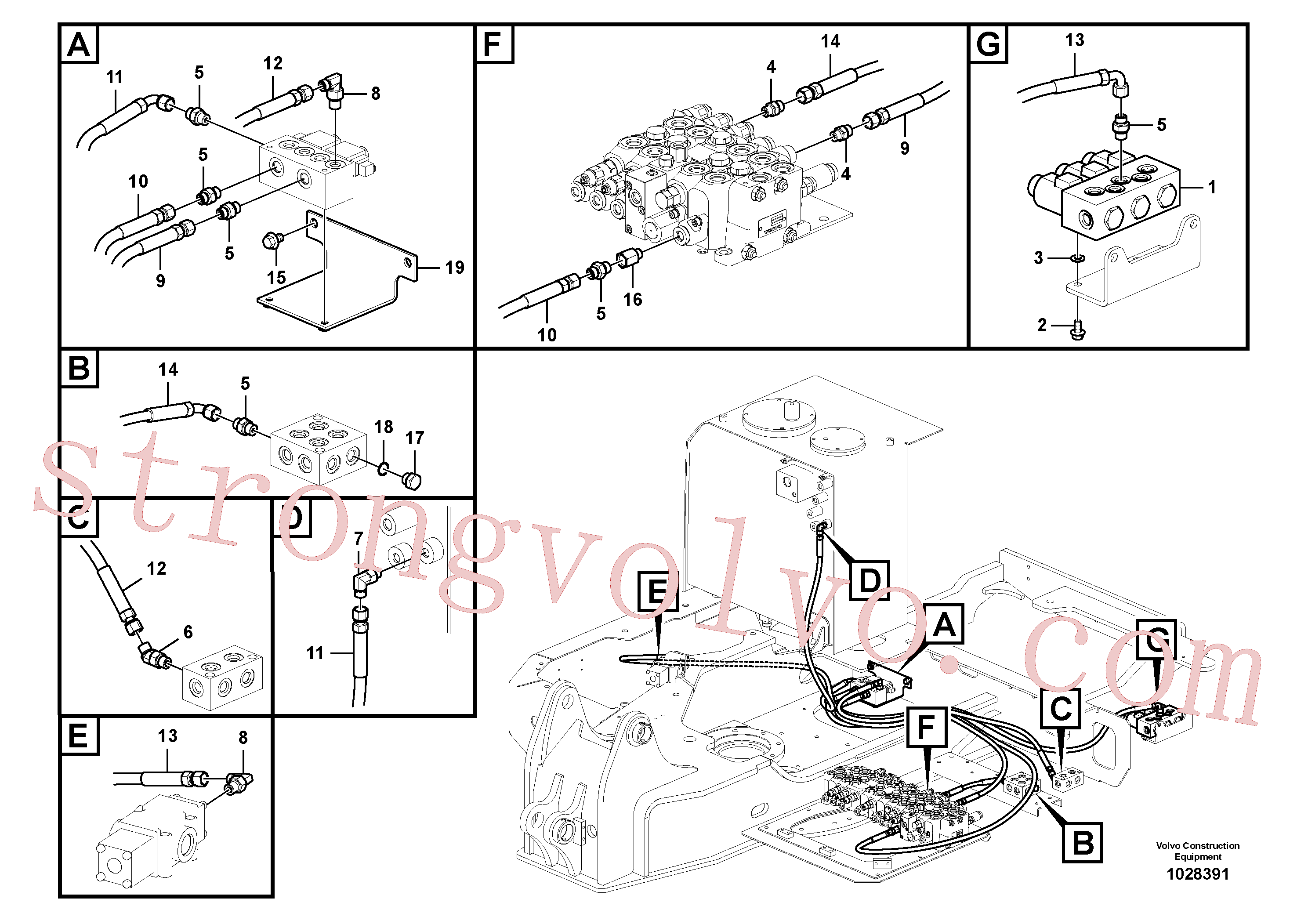 VOE14587171 Volvo Sistema servomotor, martelo e corte(1028391 Montagem)