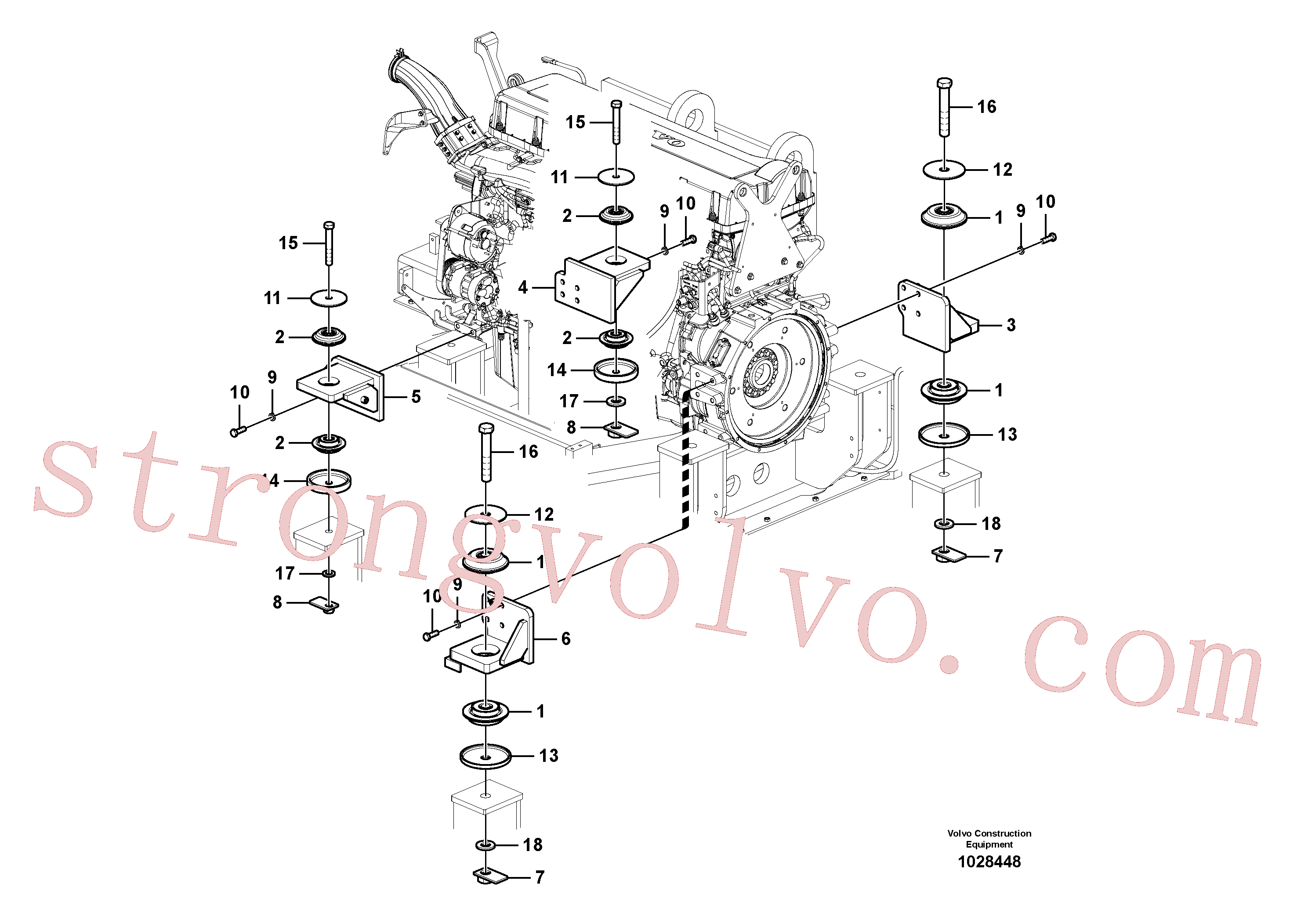 VOE955926 Volvo Apoio do motor(1028448 Montagem)