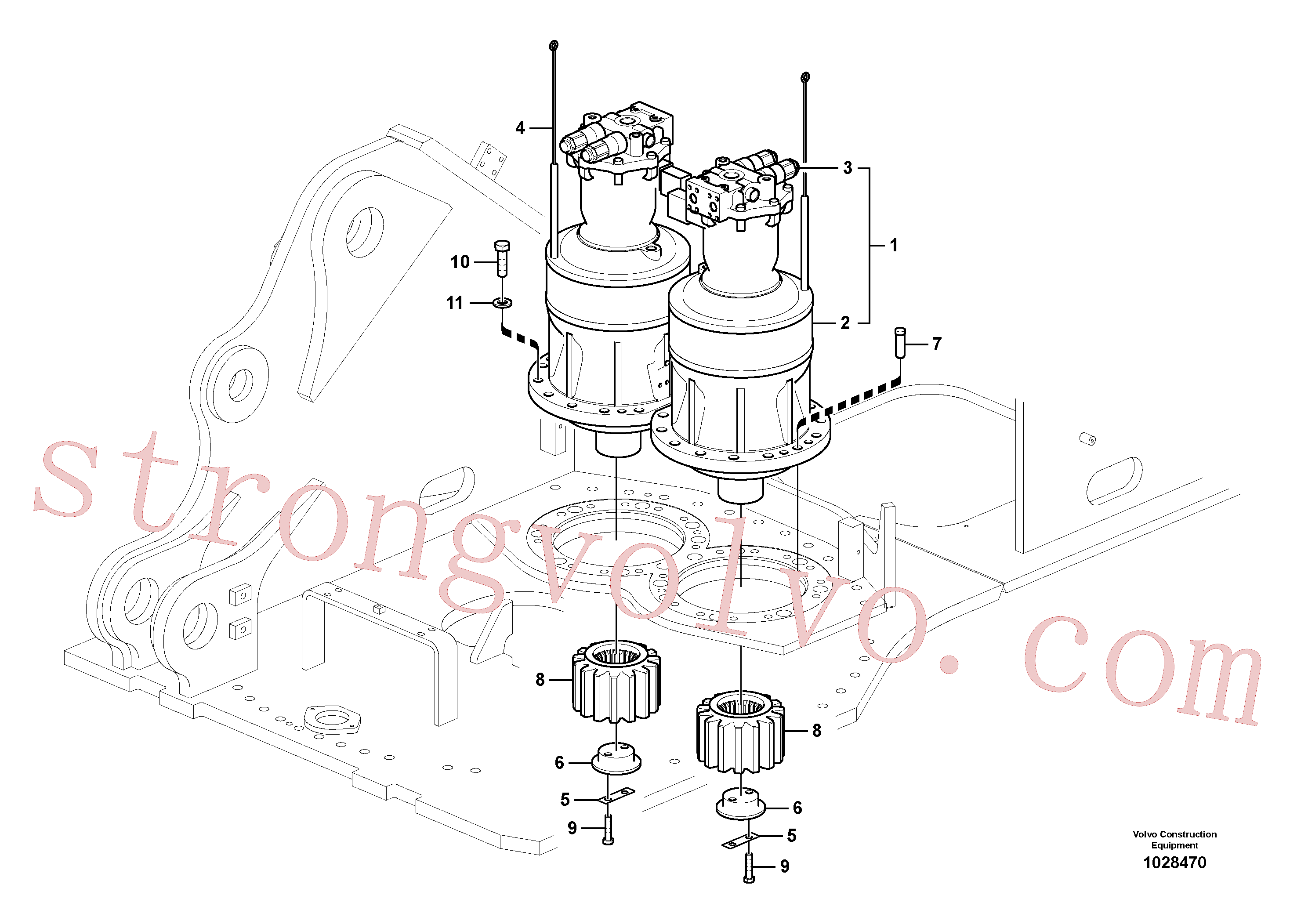 VOE14535295 Volvo Motor de rotação com peças de montagem(1028470 Montagem)