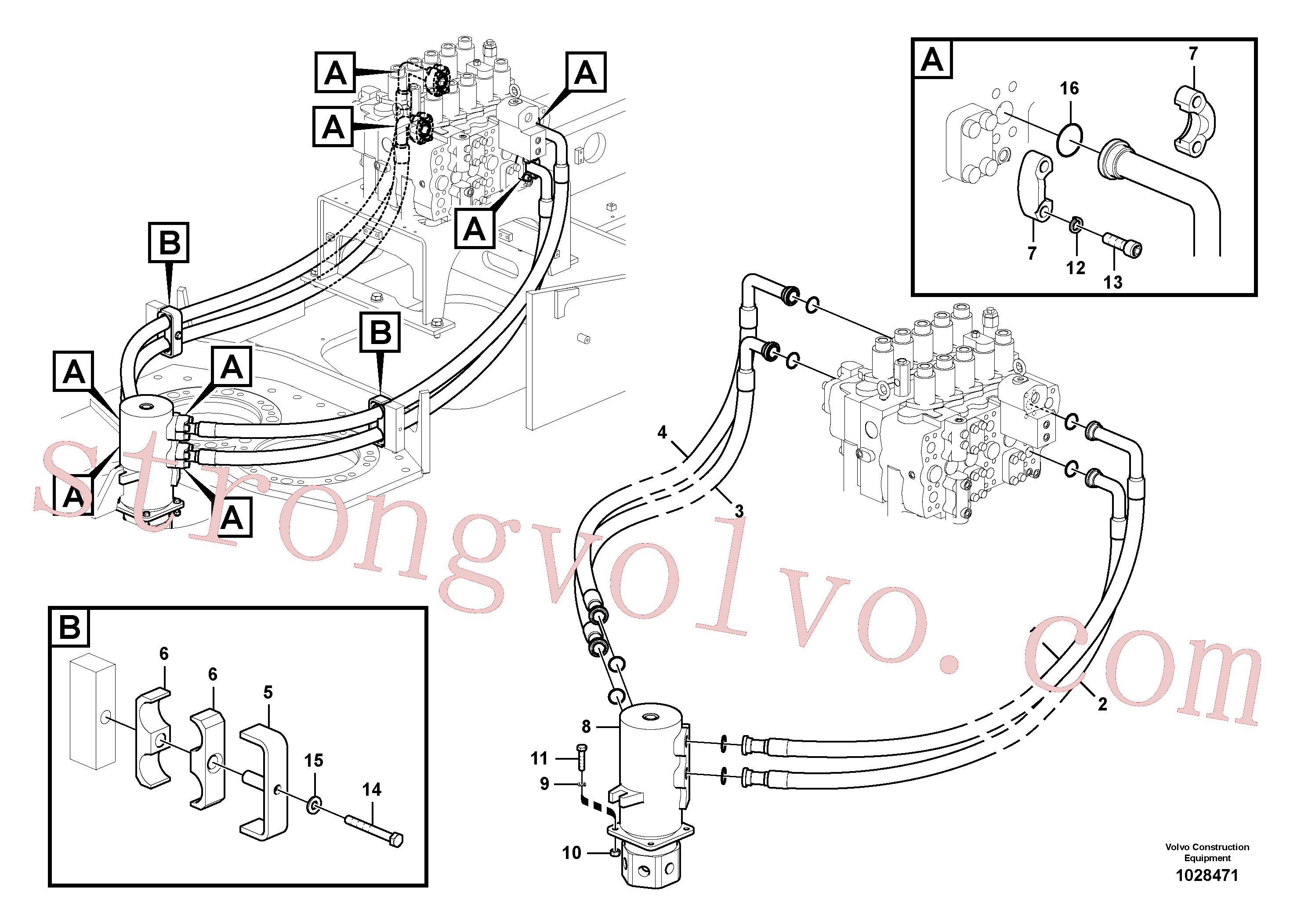 VOE14880713 Volvo Linha da rótula, válvula de comando à rótula(1028471 Montagem)