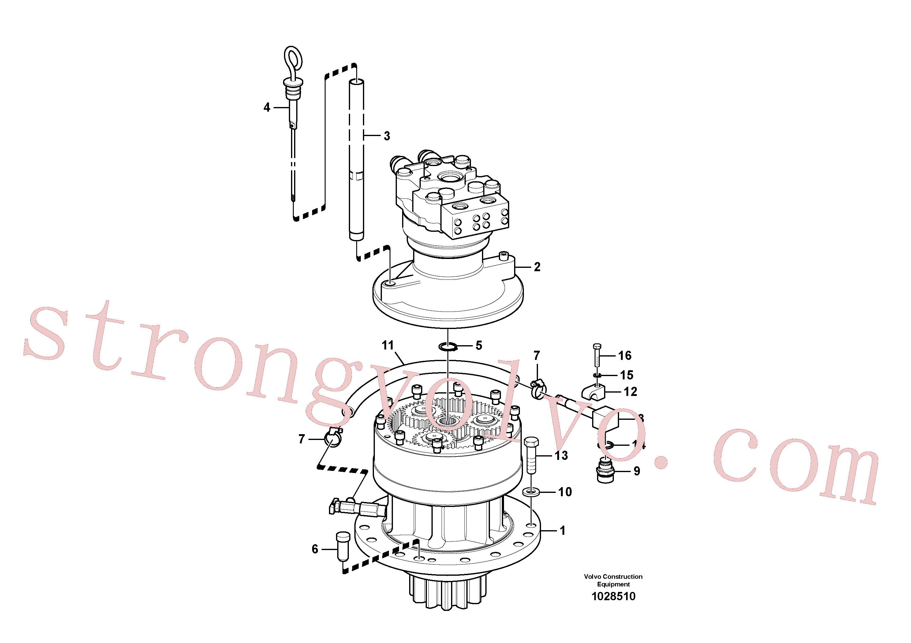 VOE14540907 Volvo Motor de rotação com peças de montagem(1028510 Montagem)