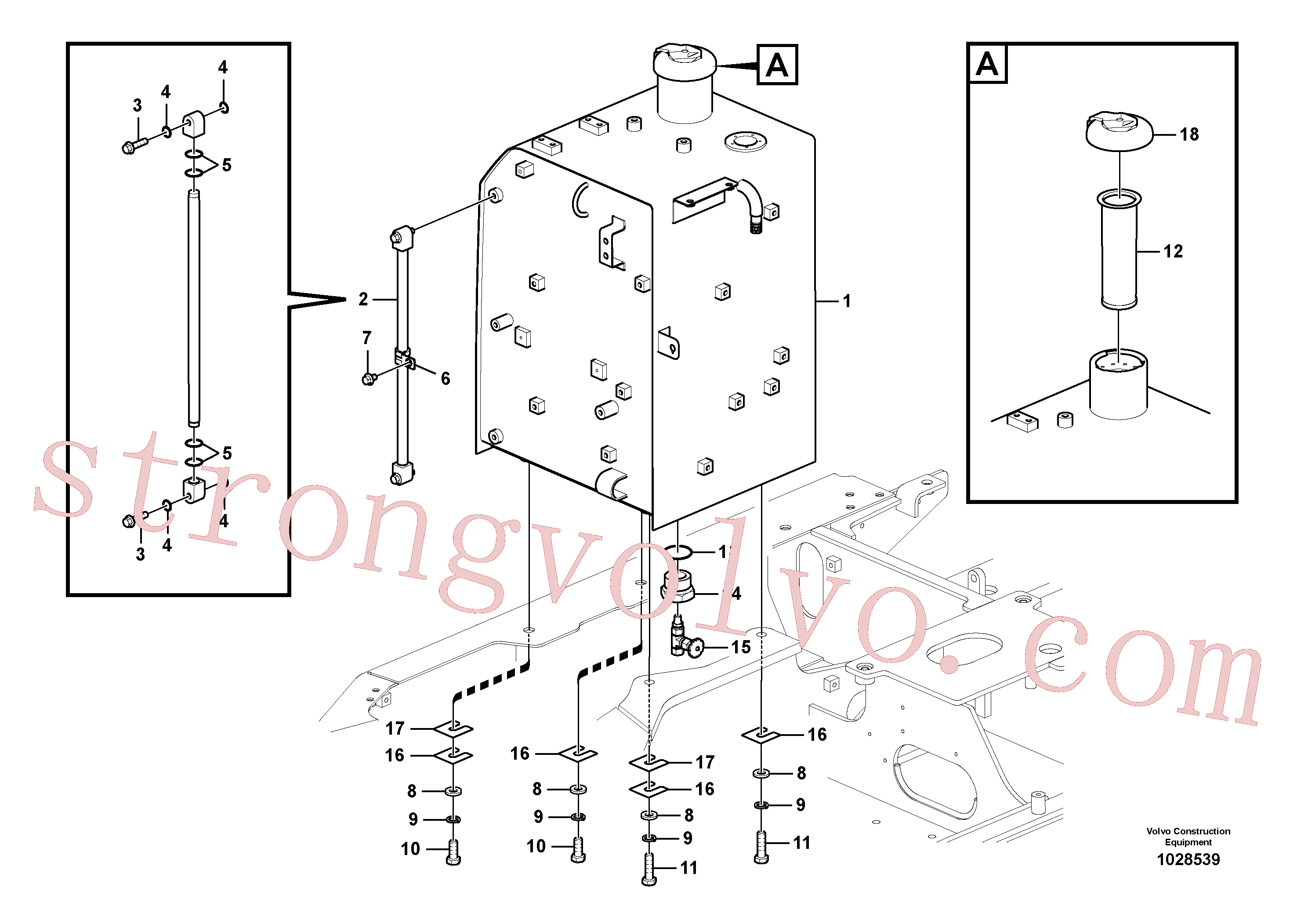 VOE60110034 Volvo Depósito de combustível com acessórios(1028539 Montagem)