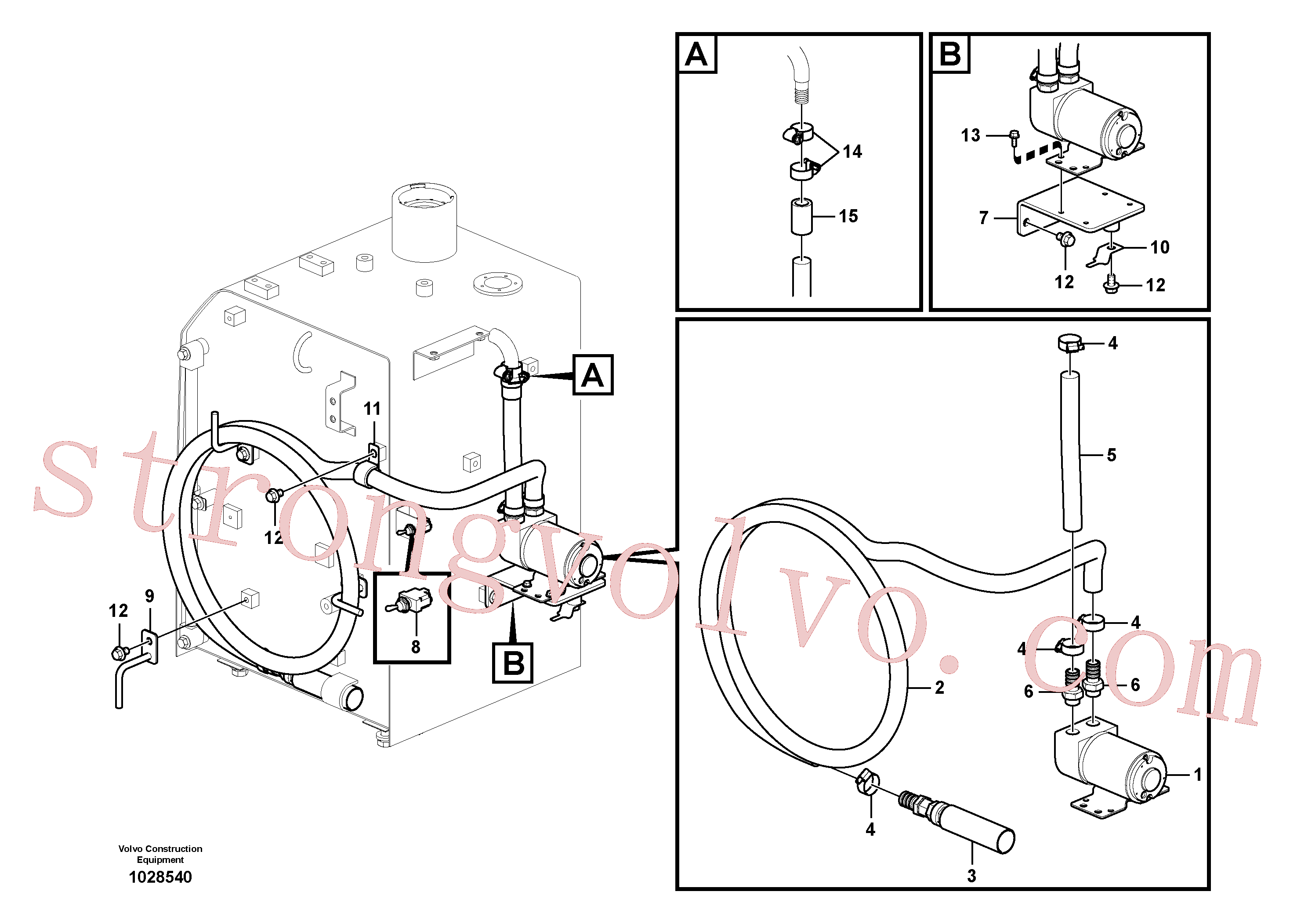 VOE14517754 Volvo Bomba de enchimento do combustível com detalhes de montagem(1028540 Montagem)